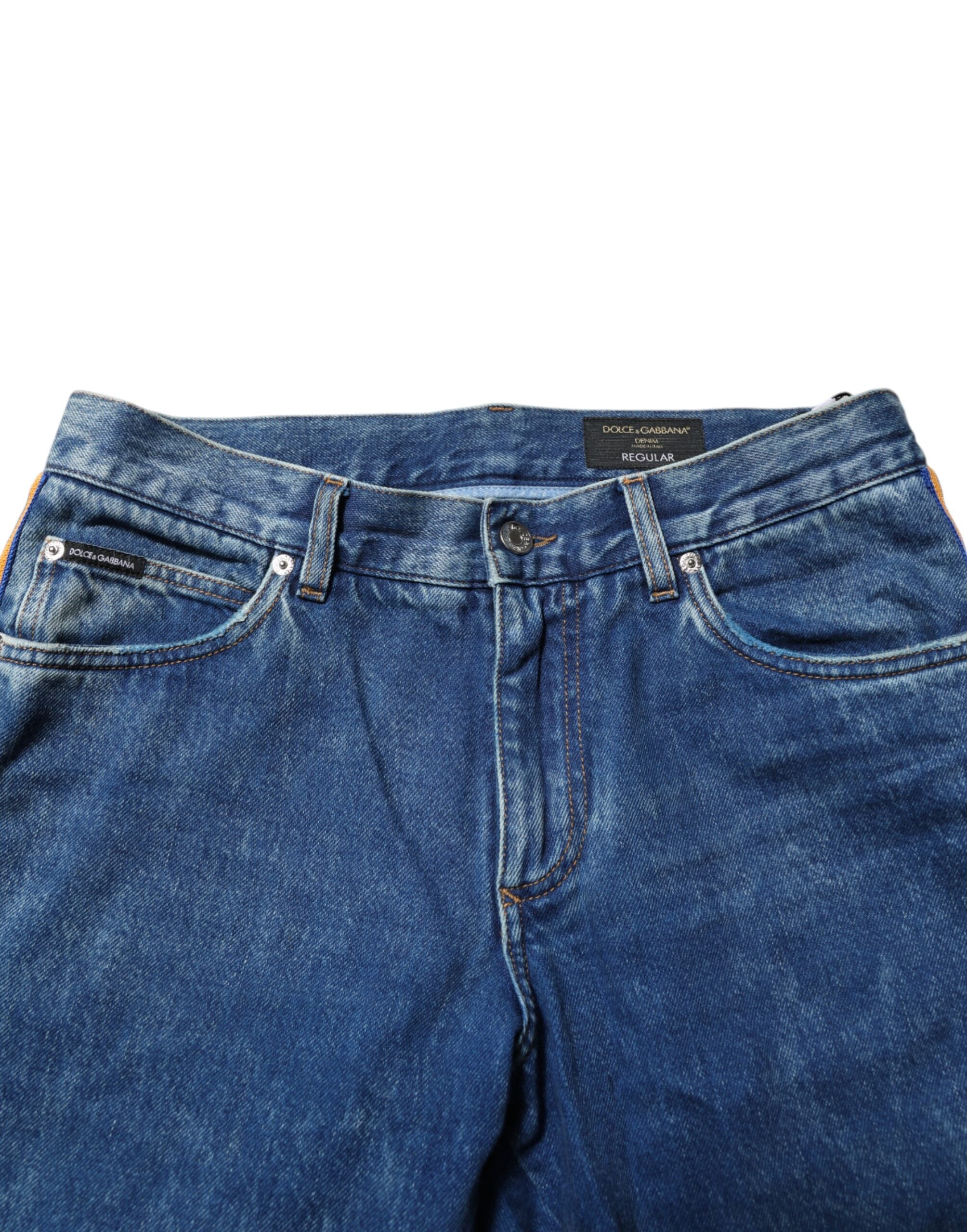 Jean en denim bleu avec plaque logo Dolce &amp; Gabbana