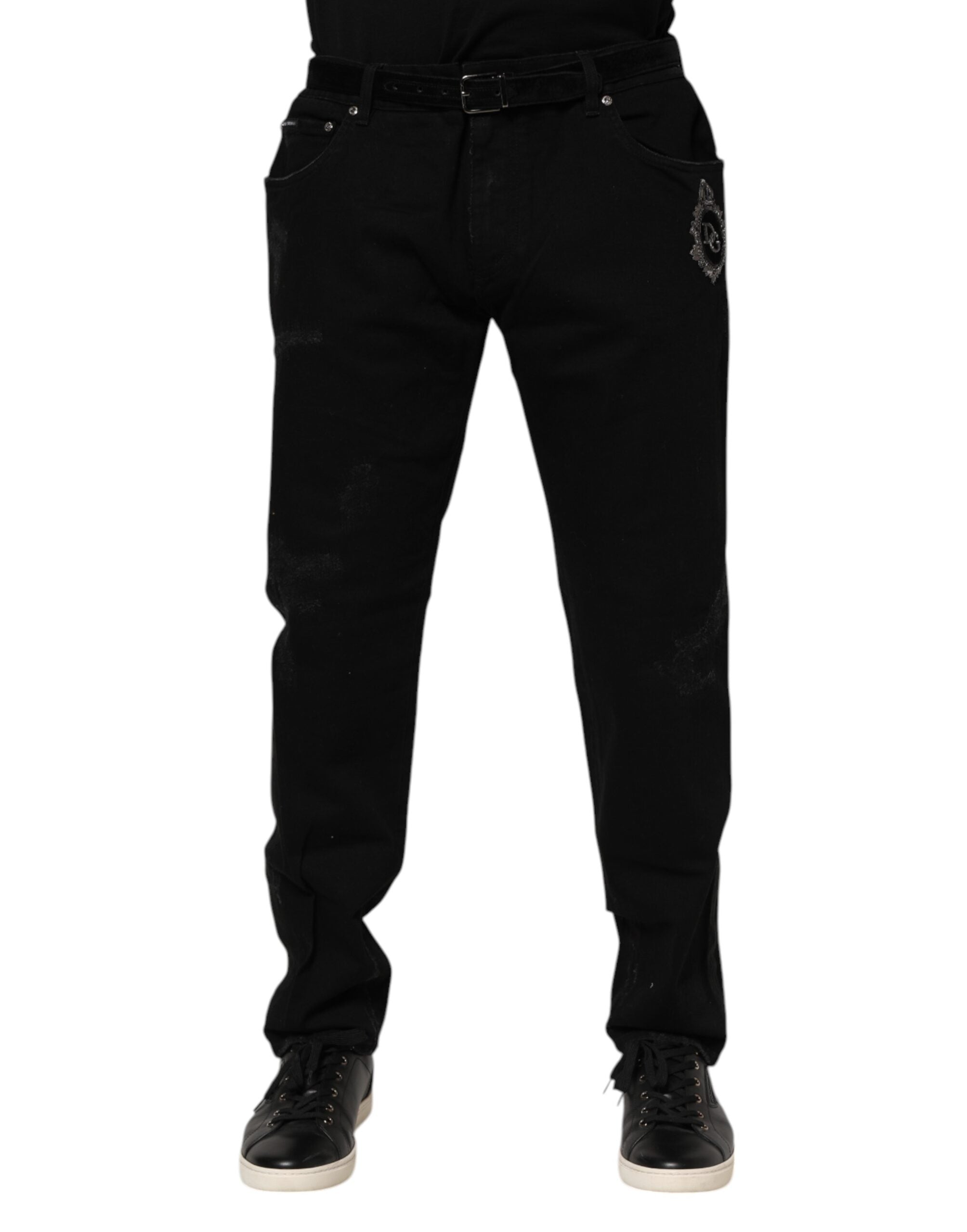 Jean skinny en coton noir Dolce &amp; Gabbana pour homme