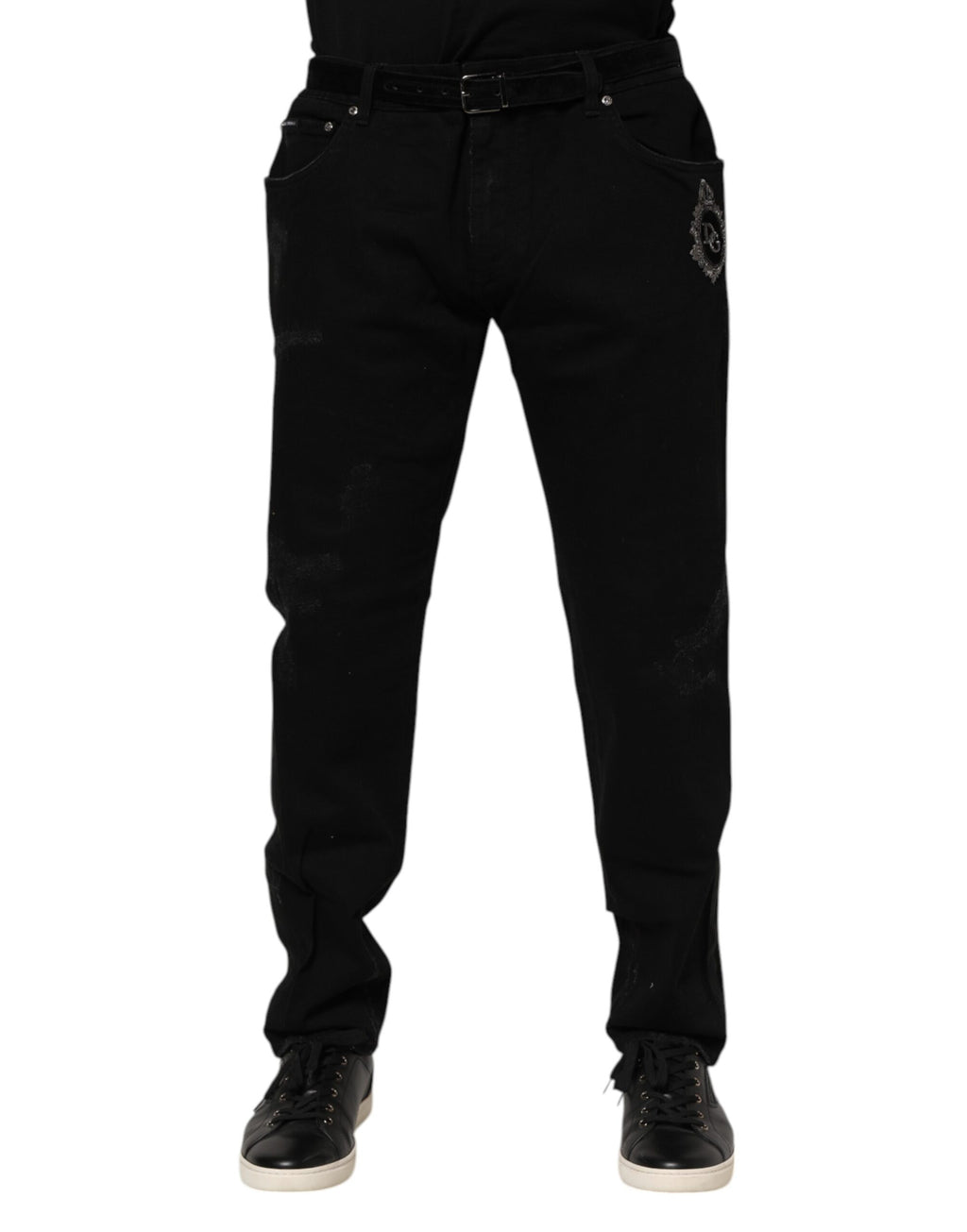 Jean skinny en coton noir Dolce &amp; Gabbana pour homme