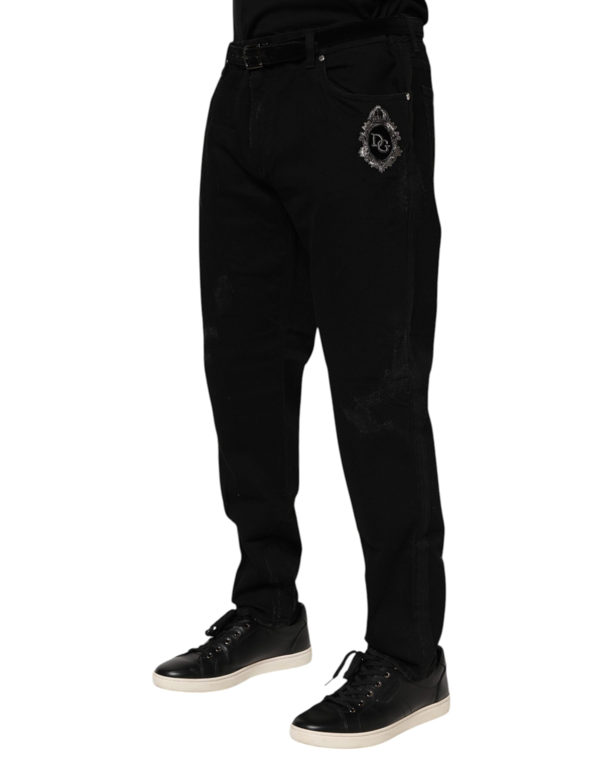 Jean skinny en coton noir Dolce &amp; Gabbana pour homme