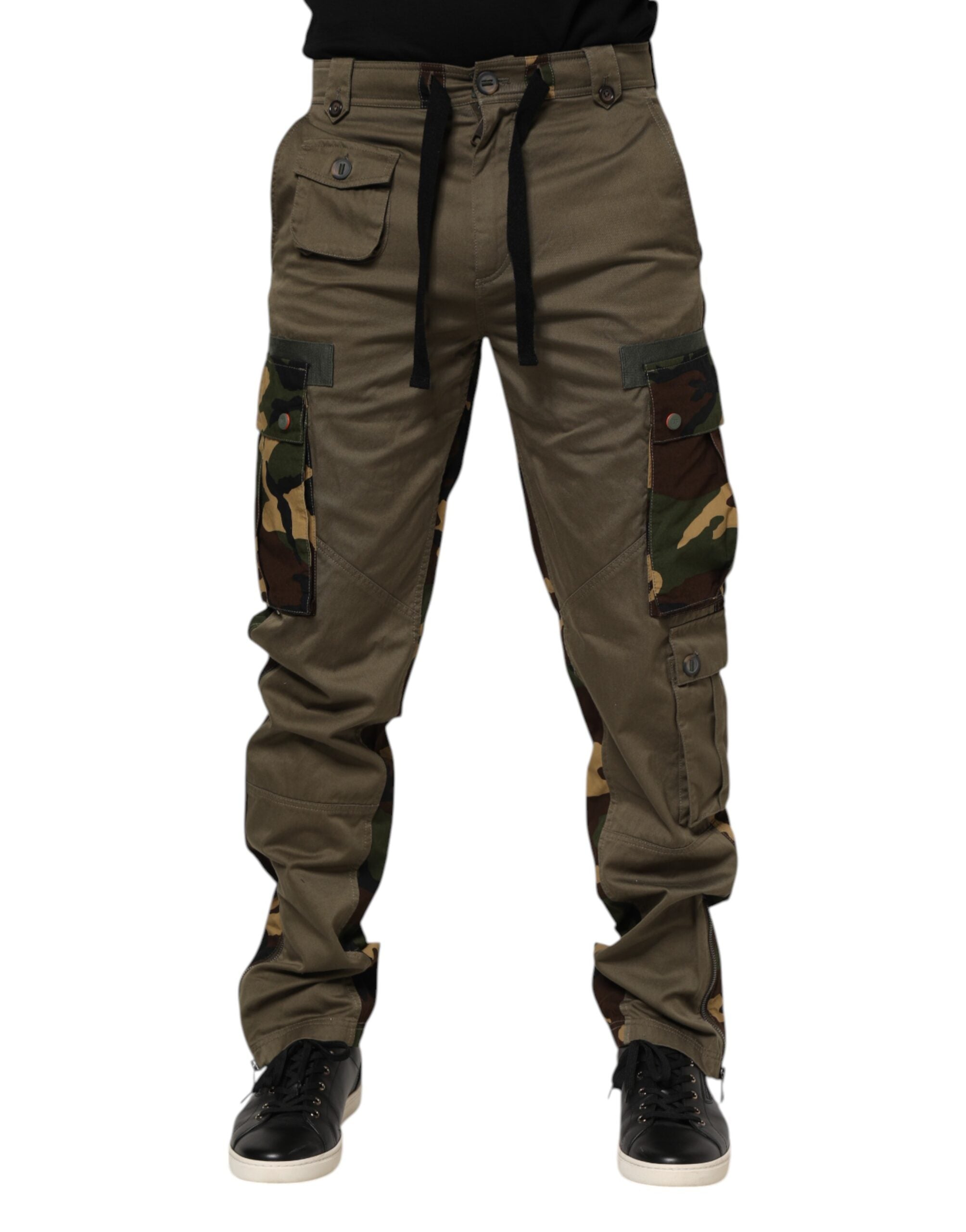 Pantalon cargo camouflage en coton marron Dolce &amp; Gabbana