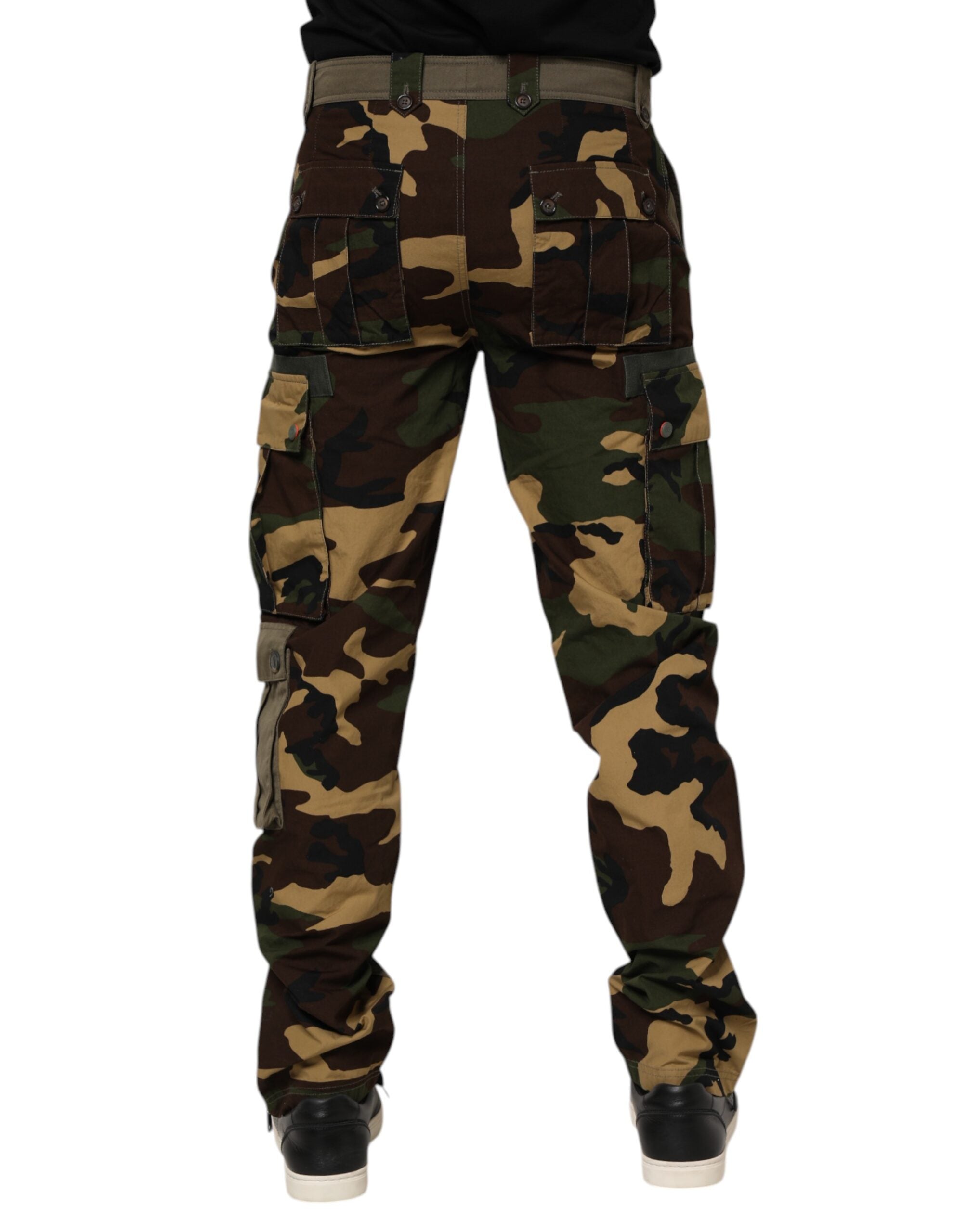 Pantalon cargo camouflage en coton marron Dolce &amp; Gabbana