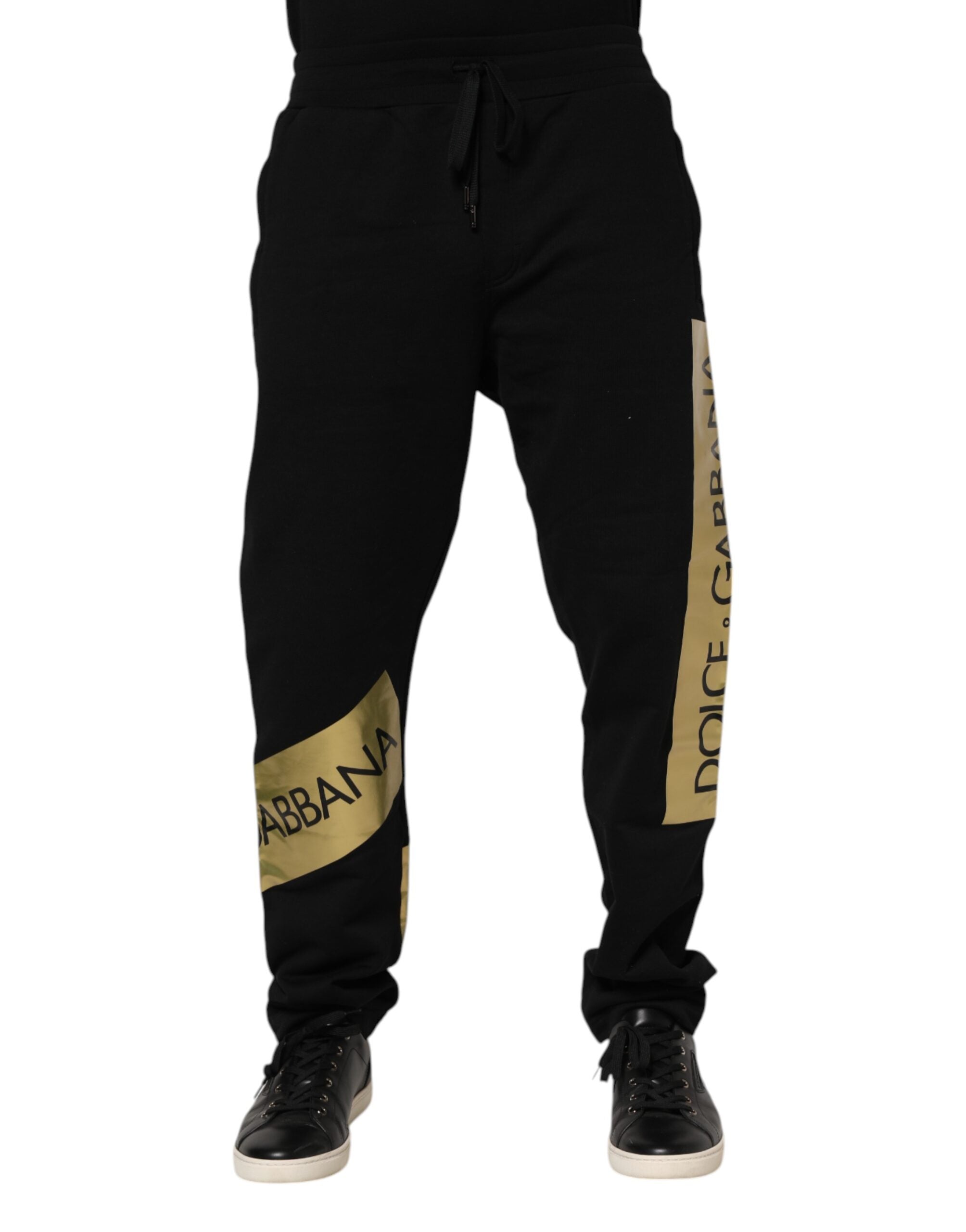 Pantalon de jogging Dolce &amp; Gabbana en coton noir avec bande logo pour homme