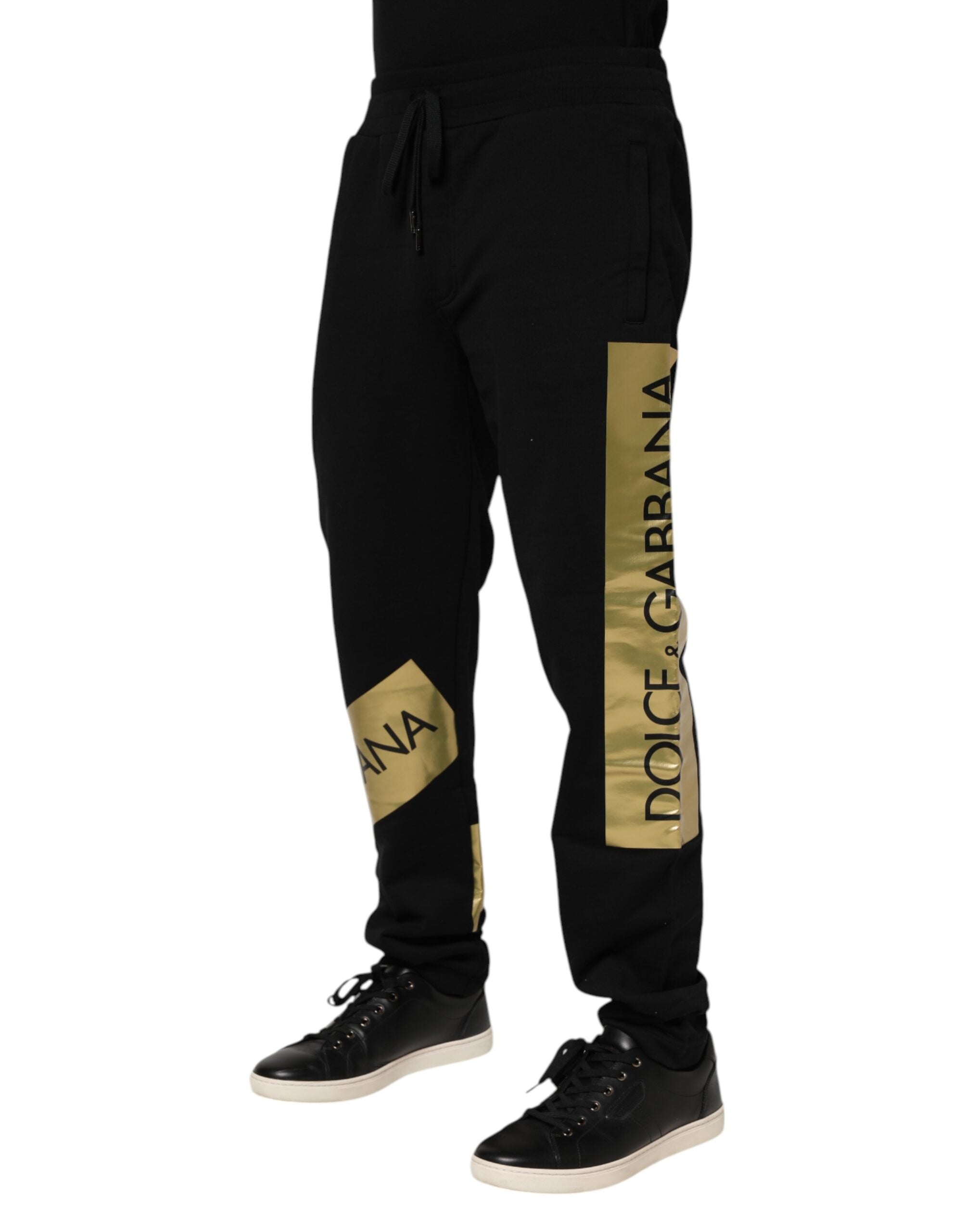 Pantalon de jogging Dolce &amp; Gabbana en coton noir avec bande logo pour homme