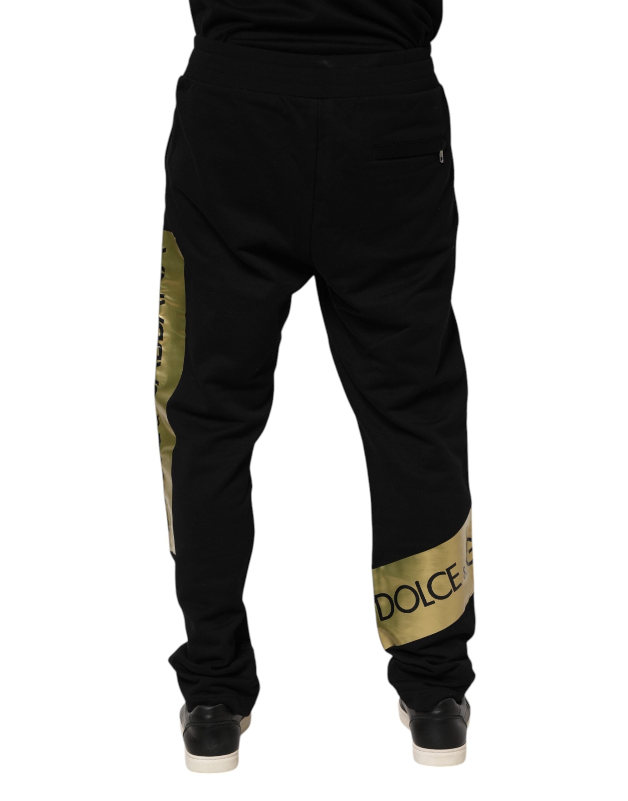 Pantalon de jogging Dolce &amp; Gabbana en coton noir avec bande logo pour homme