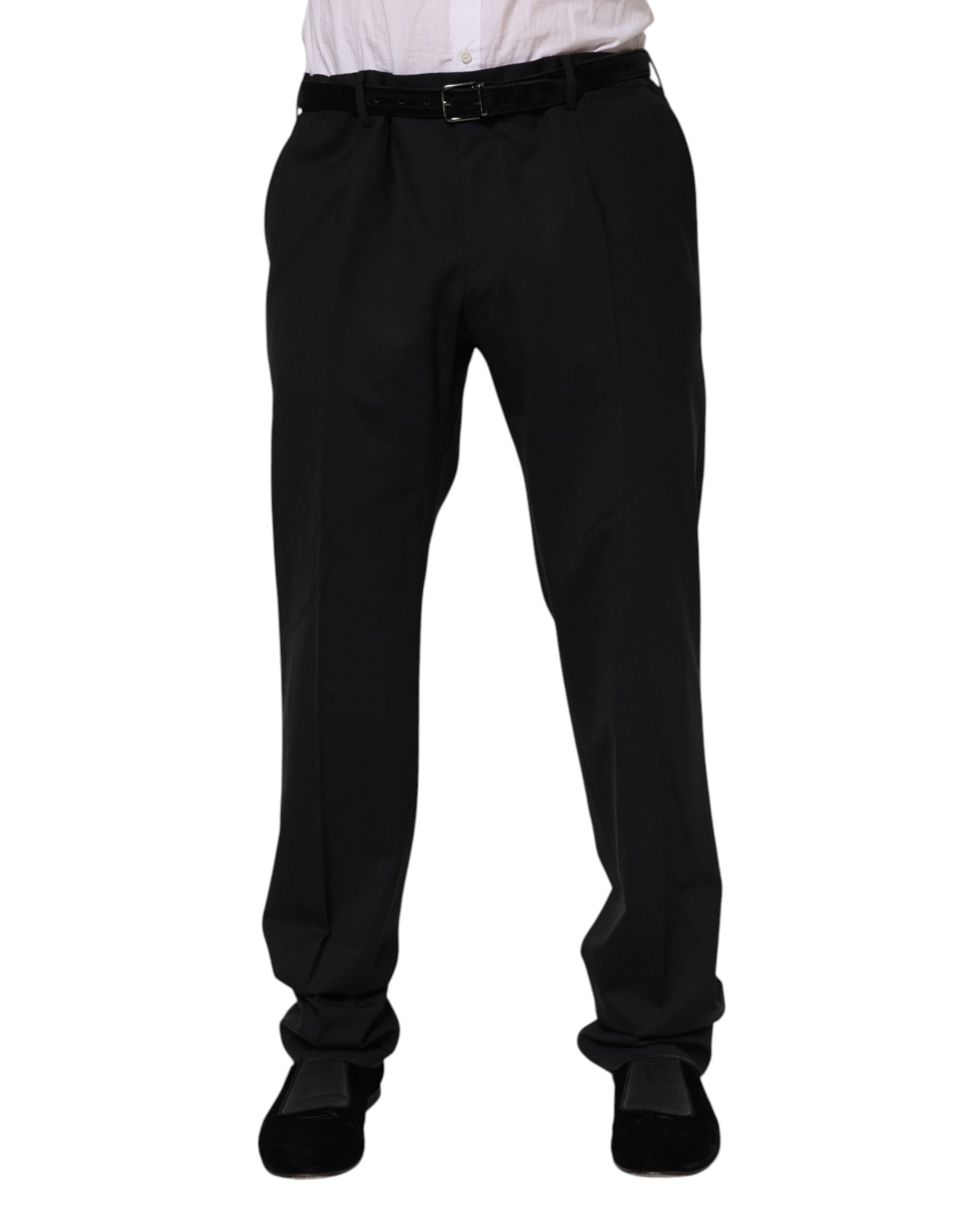 Pantalon habillé en laine noire Dolce &amp; Gabbana