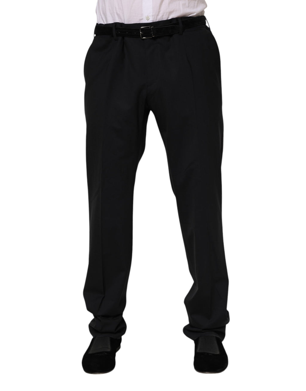Pantalon habillé en laine noire Dolce &amp; Gabbana