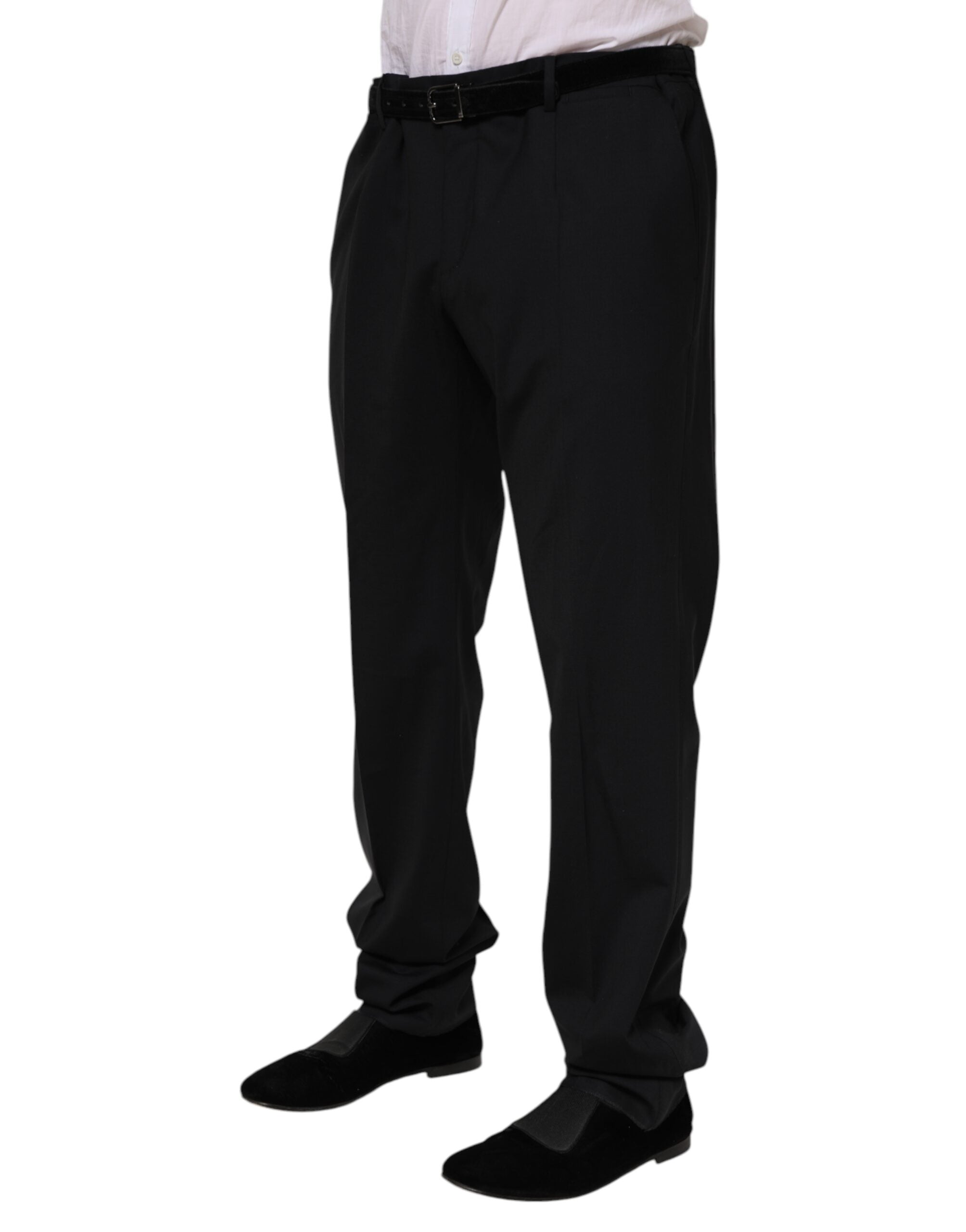 Pantalon habillé en laine noire Dolce &amp; Gabbana