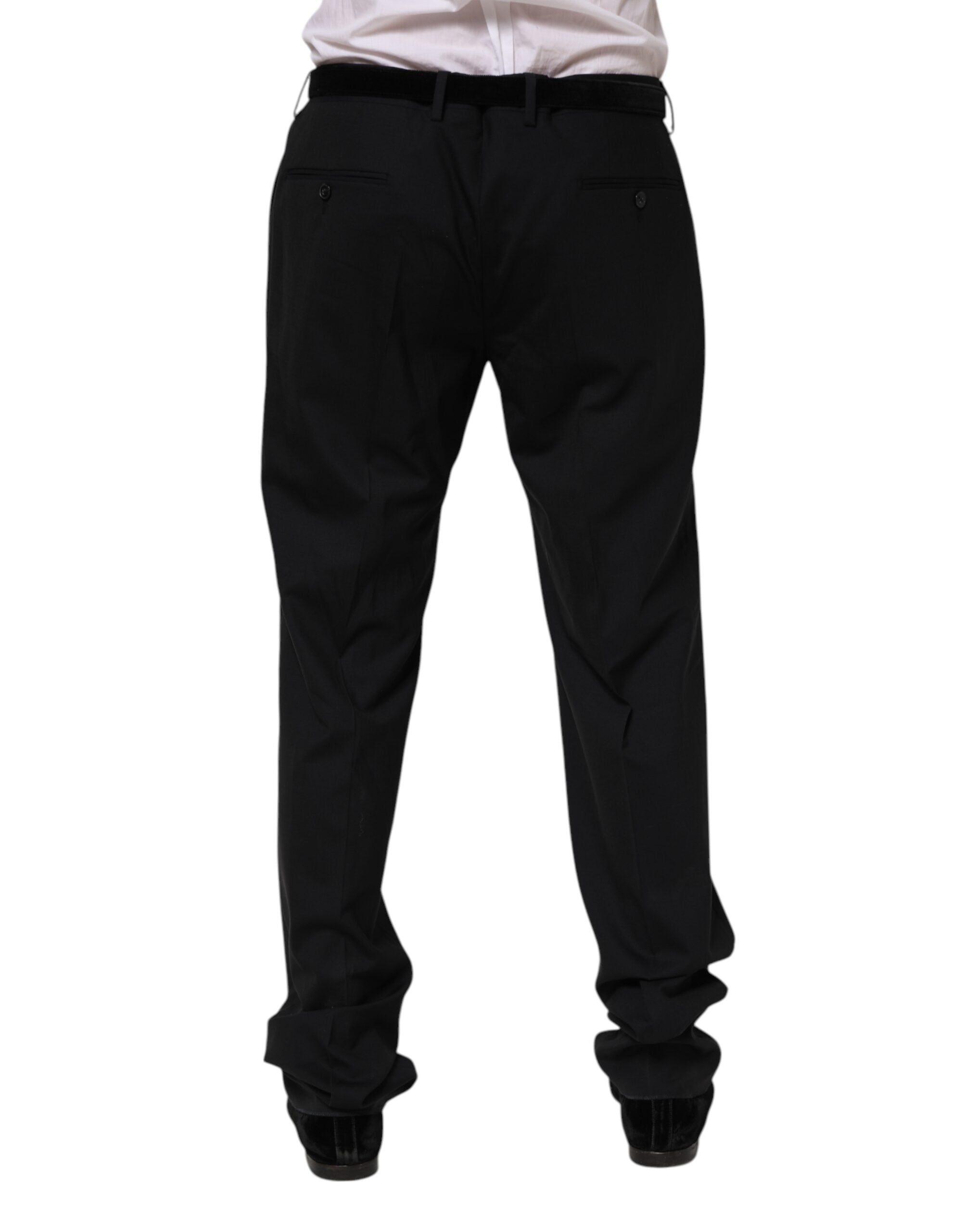 Pantalon habillé en laine noire Dolce &amp; Gabbana