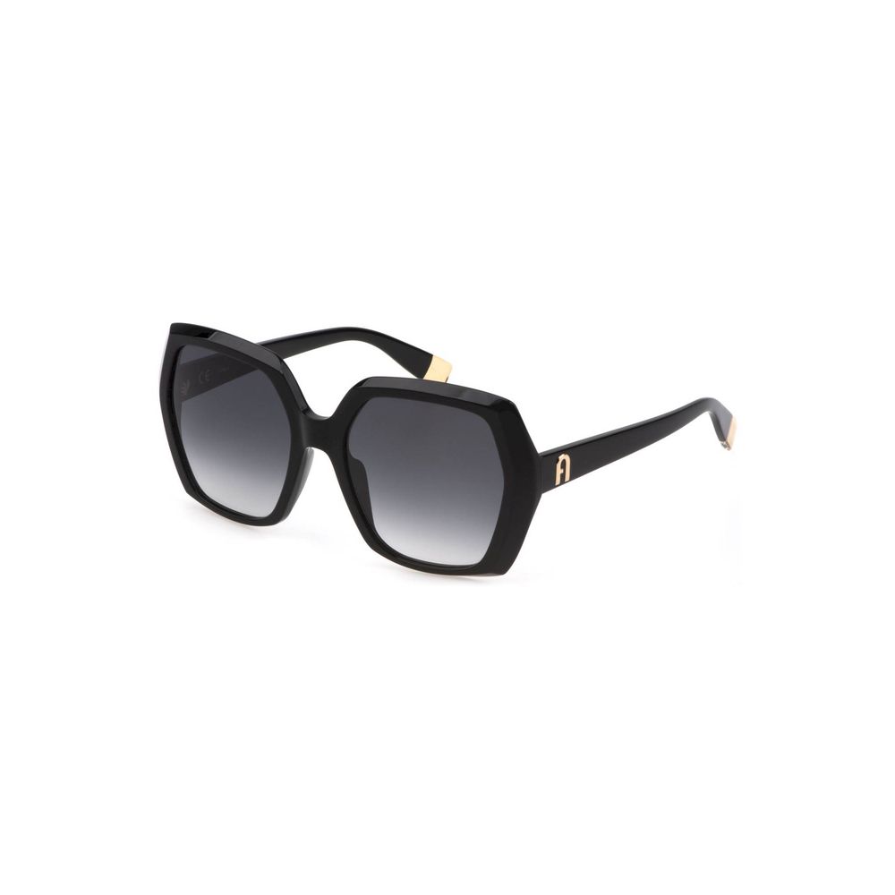 Lunettes de soleil Furla en cuir de veau noir