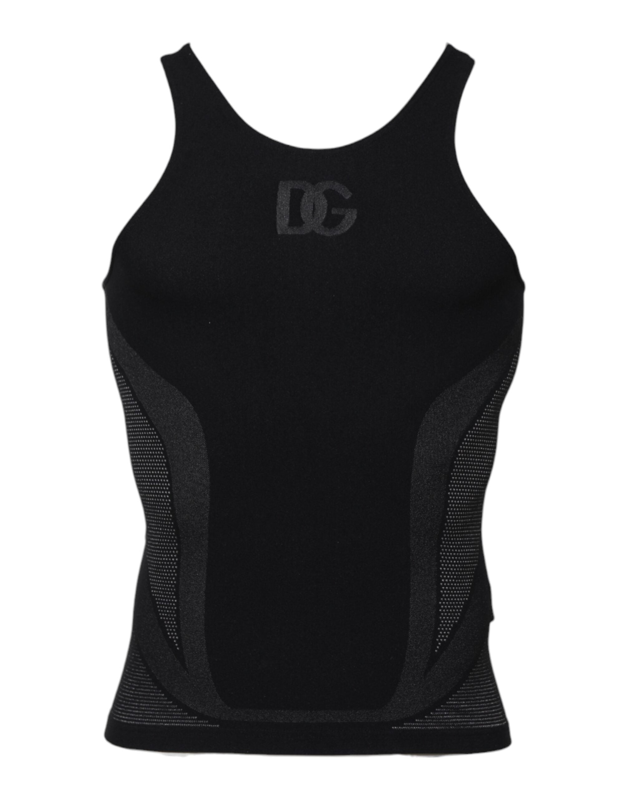 T-shirt débardeur sans manches en nylon noir Dolce &amp; Gabbana