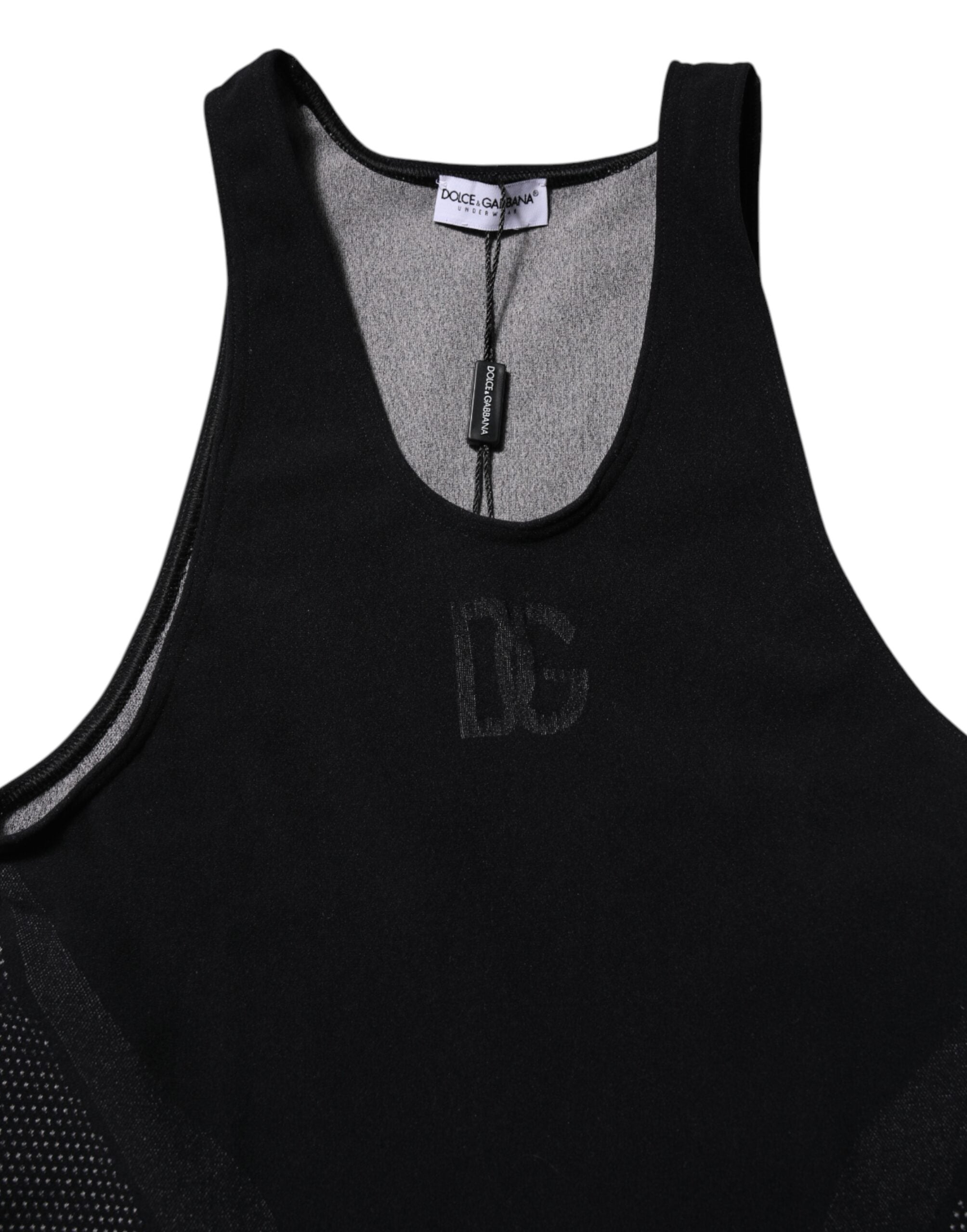 T-shirt débardeur sans manches en nylon noir Dolce &amp; Gabbana