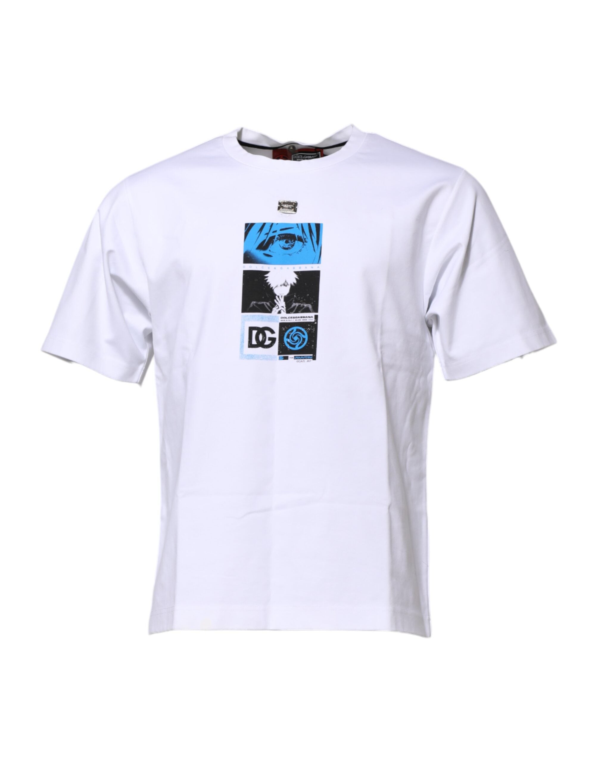 T-shirt col rond en coton blanc à imprimé graphique Dolce &amp; Gabbana