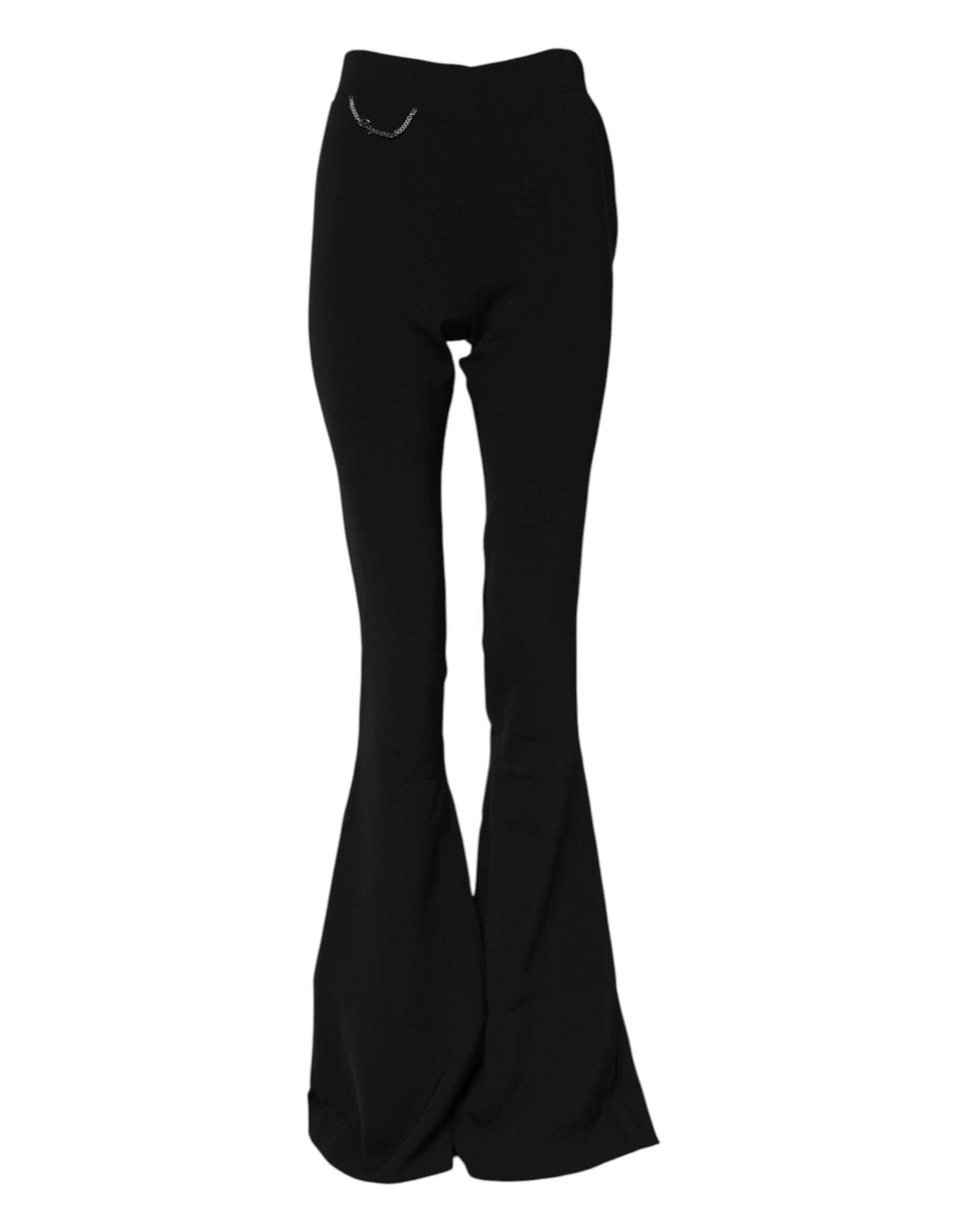 Pantalon évasé taille haute en polyester noir Dsquared²