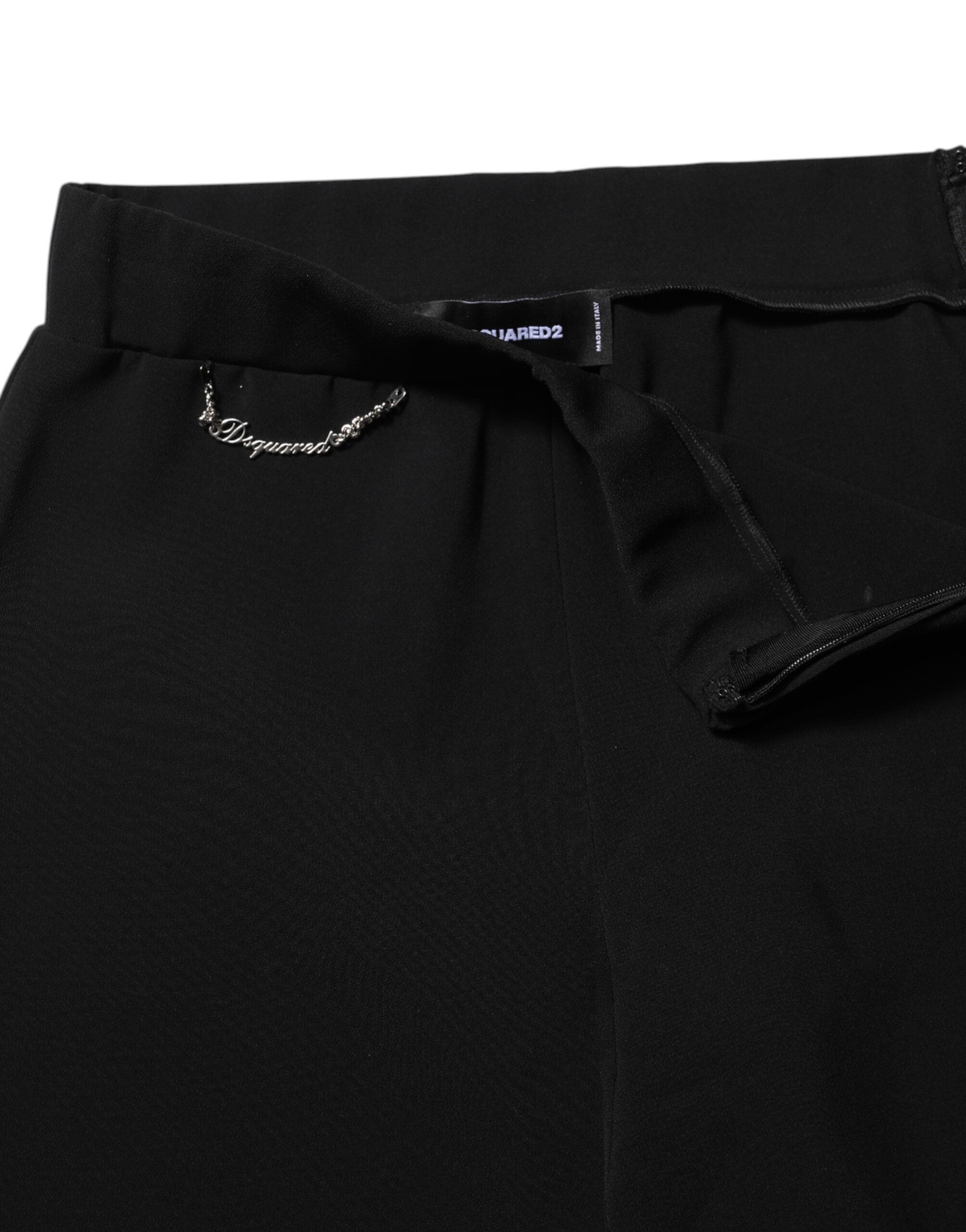 Pantalon évasé taille haute en polyester noir Dsquared²