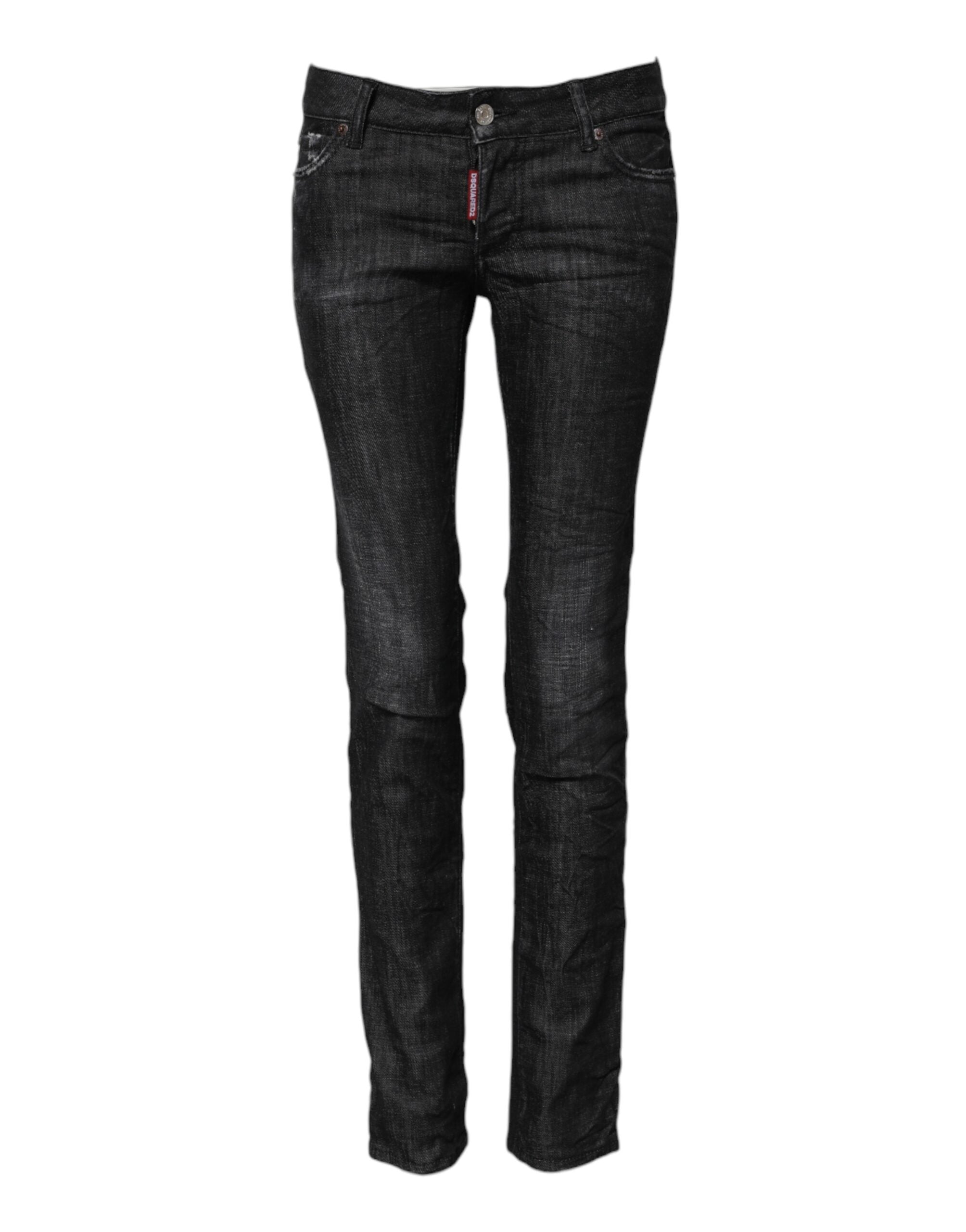 Jean skinny taille basse en coton noir Dsquared²