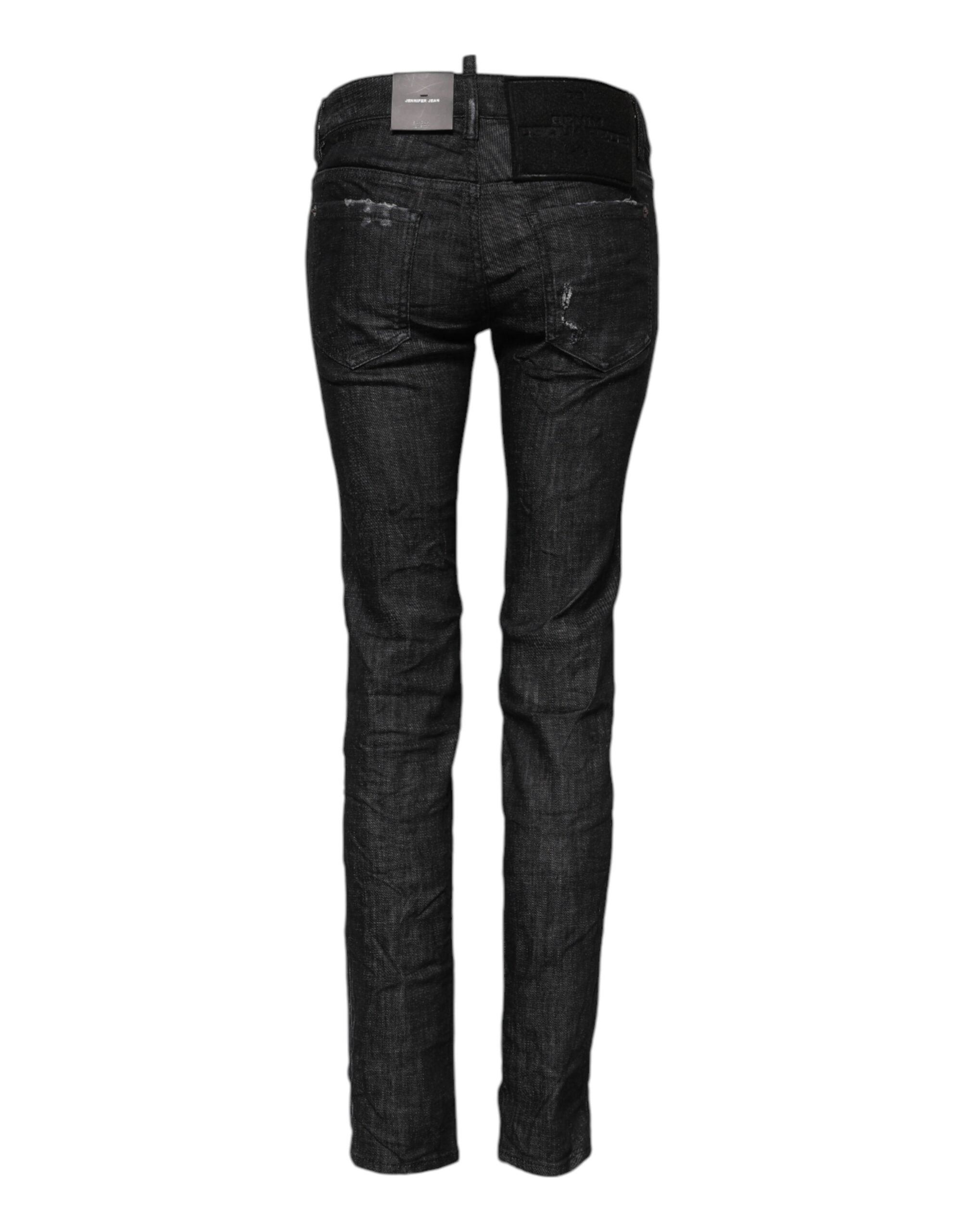 Jean skinny taille basse en coton noir Dsquared²