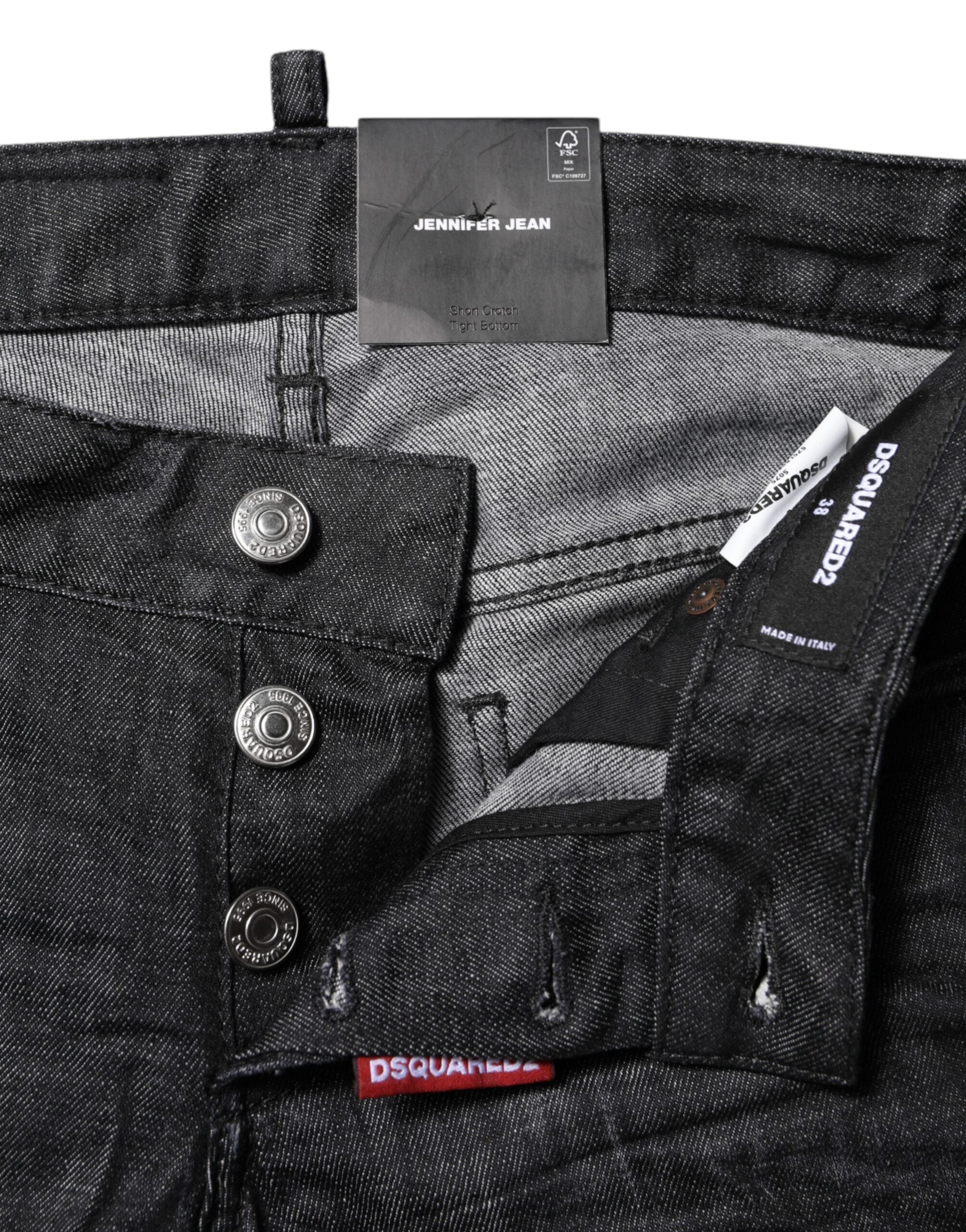 Jean skinny taille basse en coton noir Dsquared²