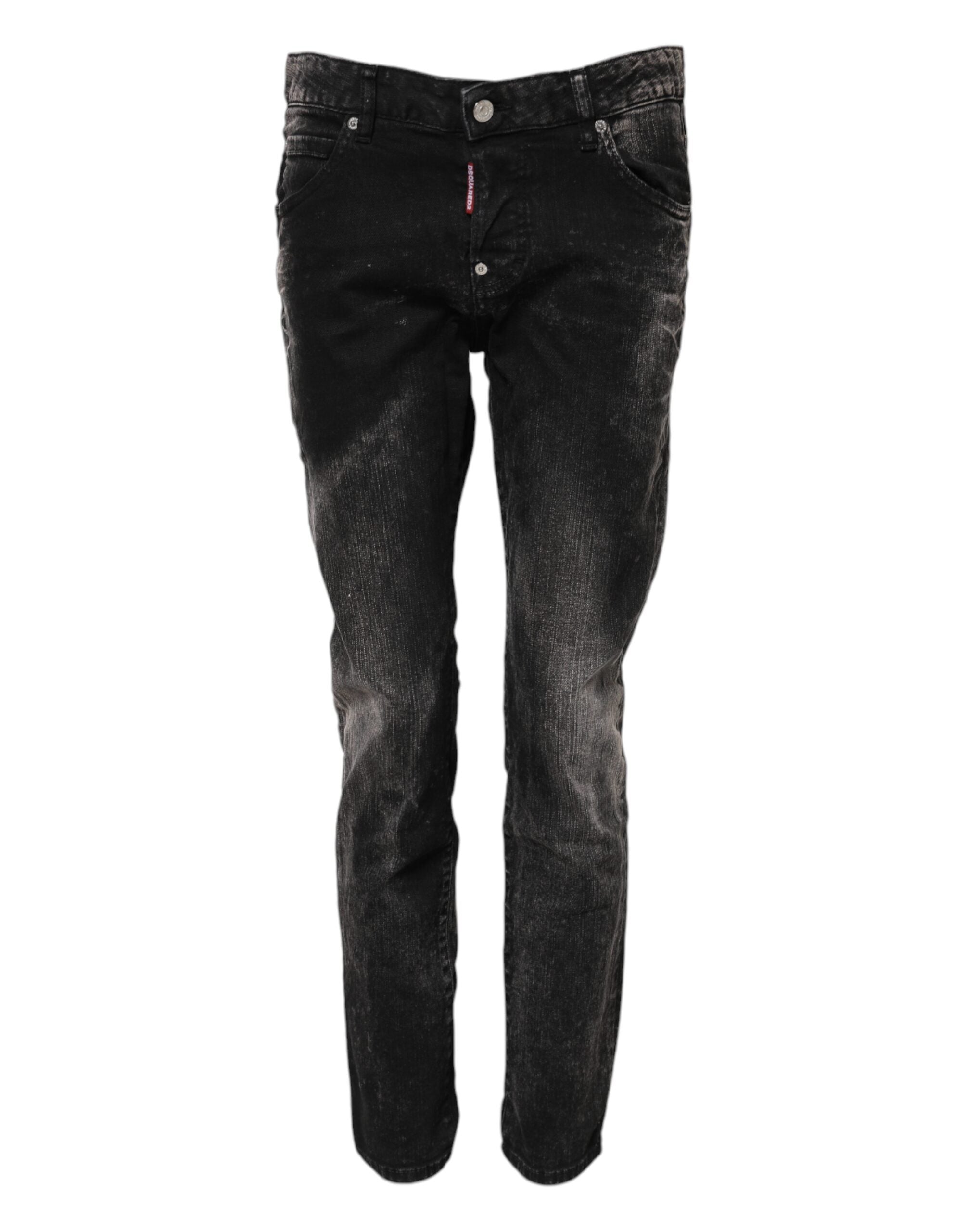 Jean fuselé taille moyenne noir délavé Dsquared²