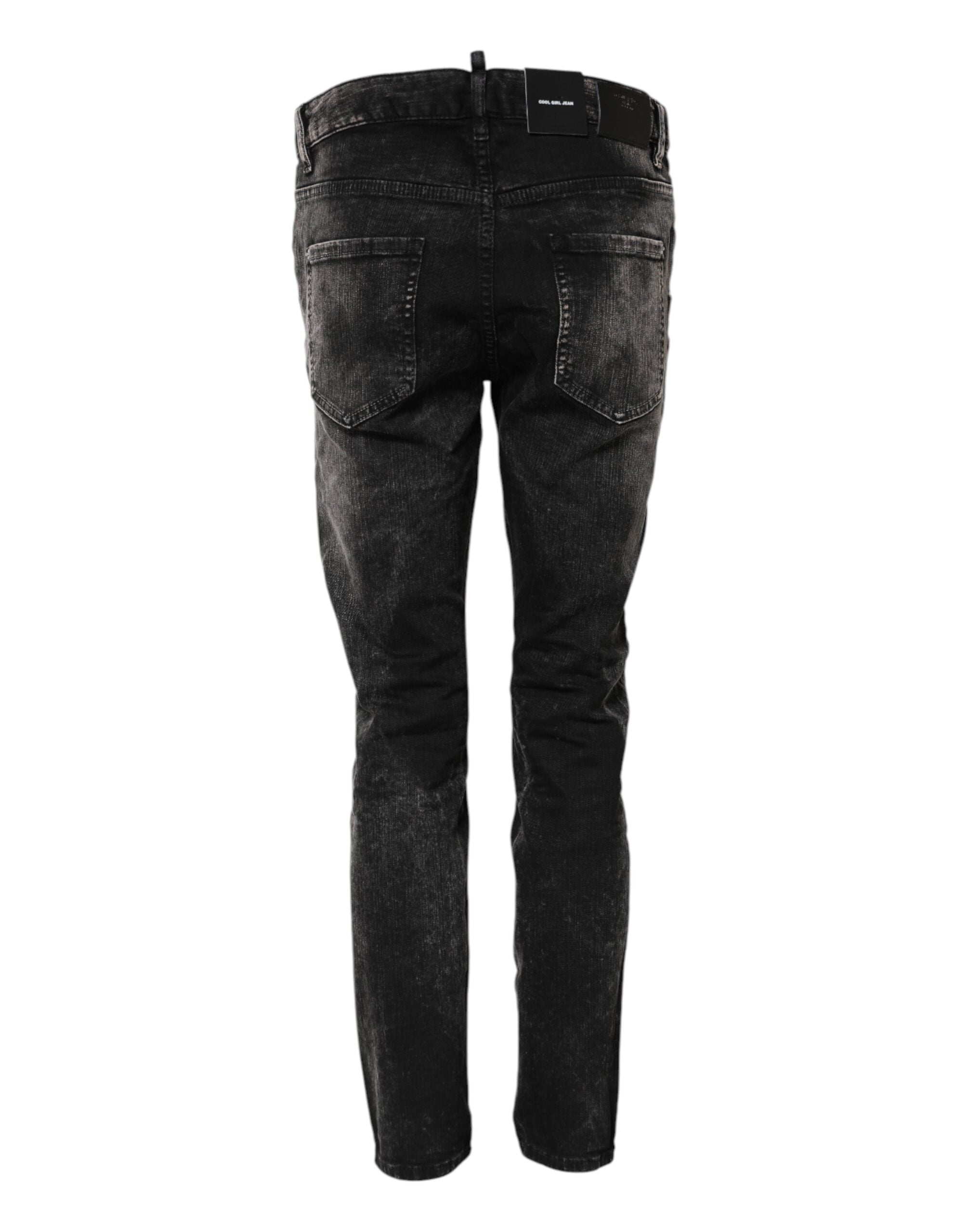 Jean fuselé taille moyenne noir délavé Dsquared²
