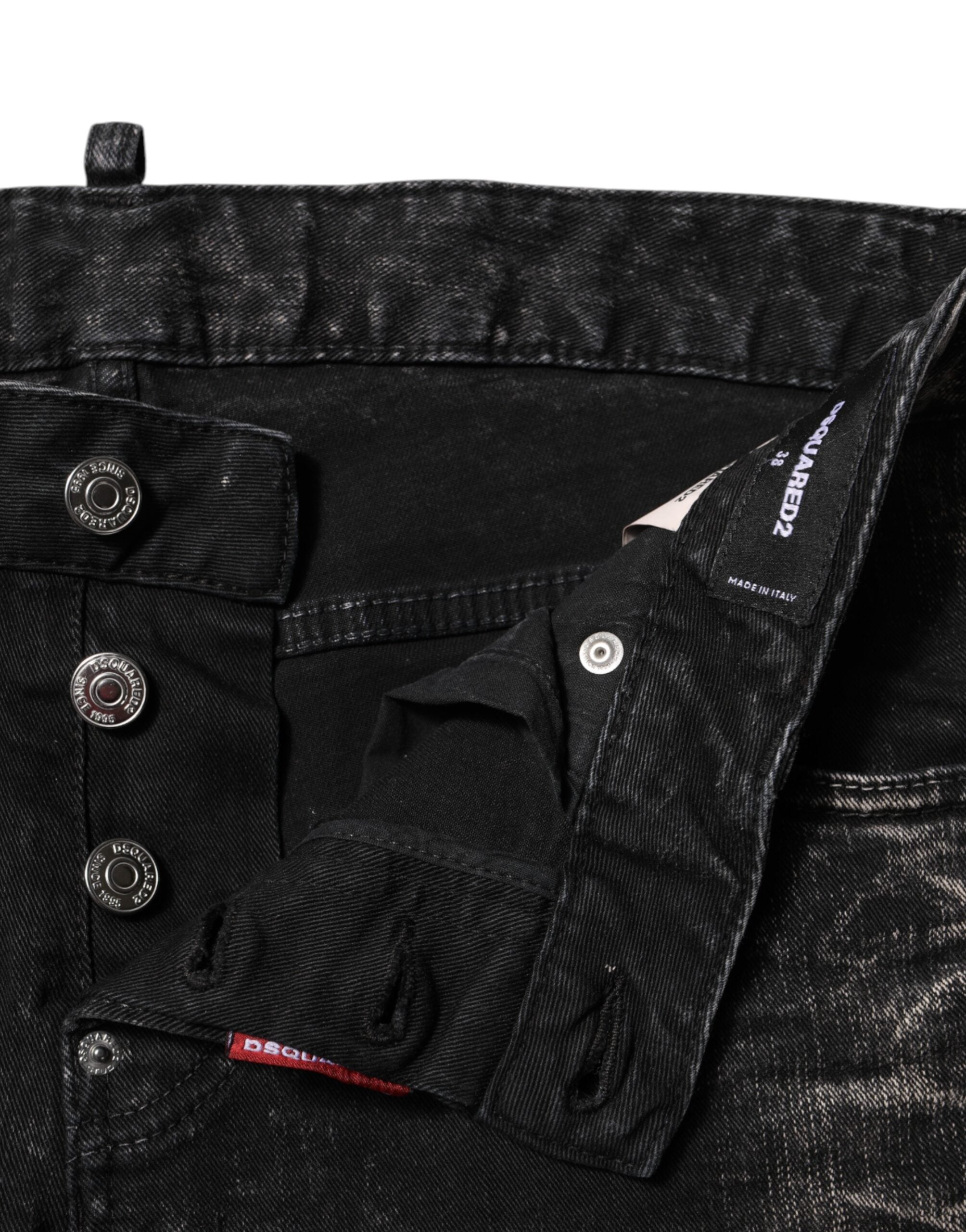 Jean fuselé taille moyenne noir délavé Dsquared²