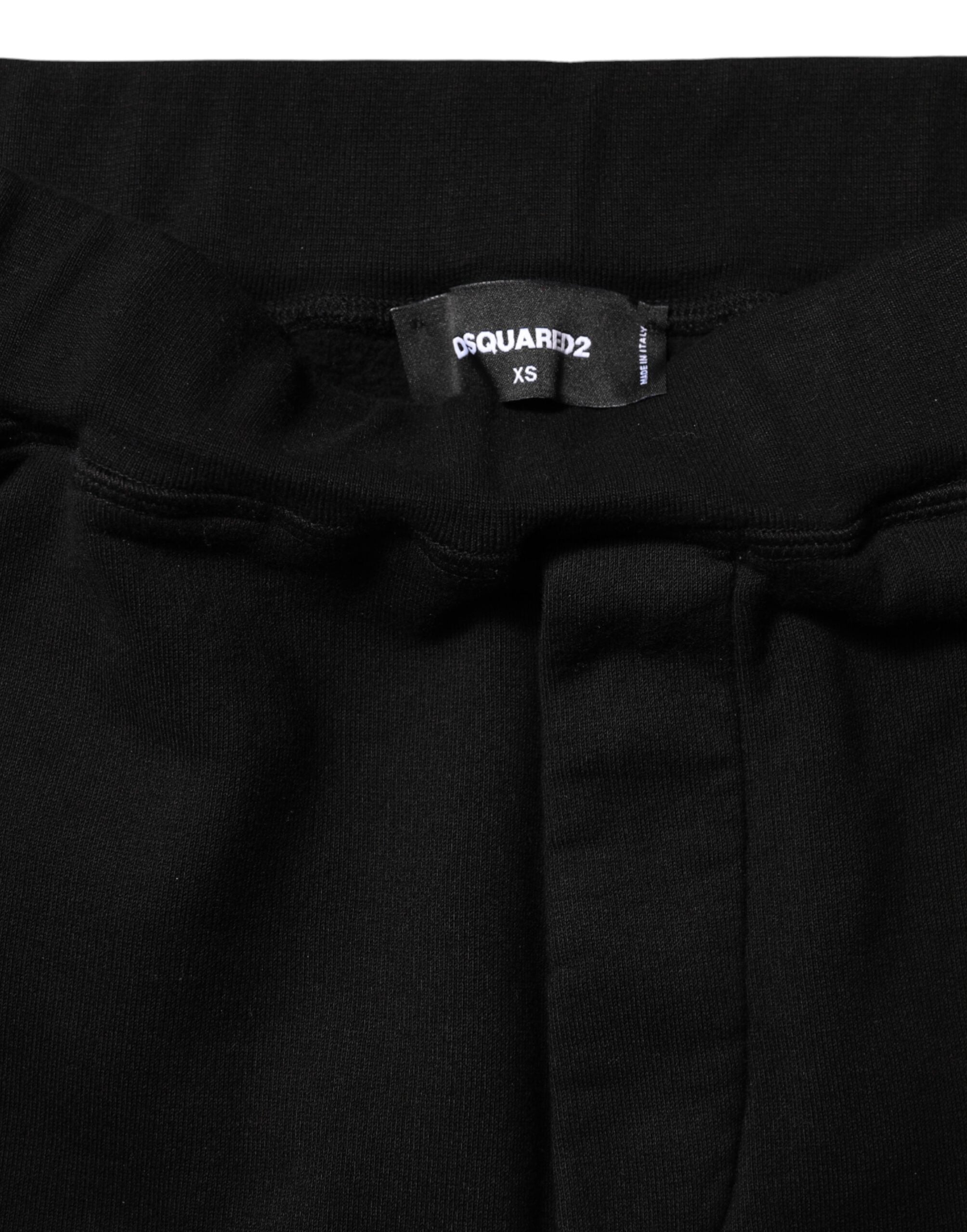 Pantalon de jogging droit en coton noir et rouge Dsquared²