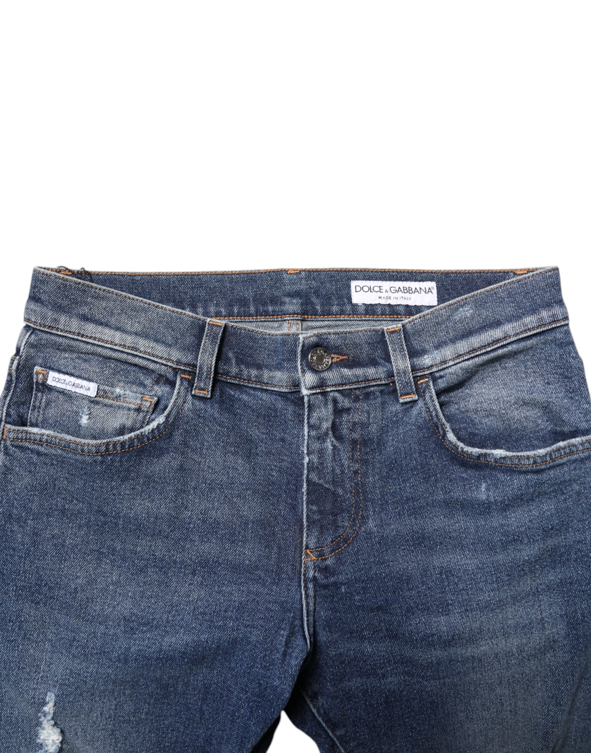 Jean skinny en coton bleu délavé Dolce &amp; Gabbana