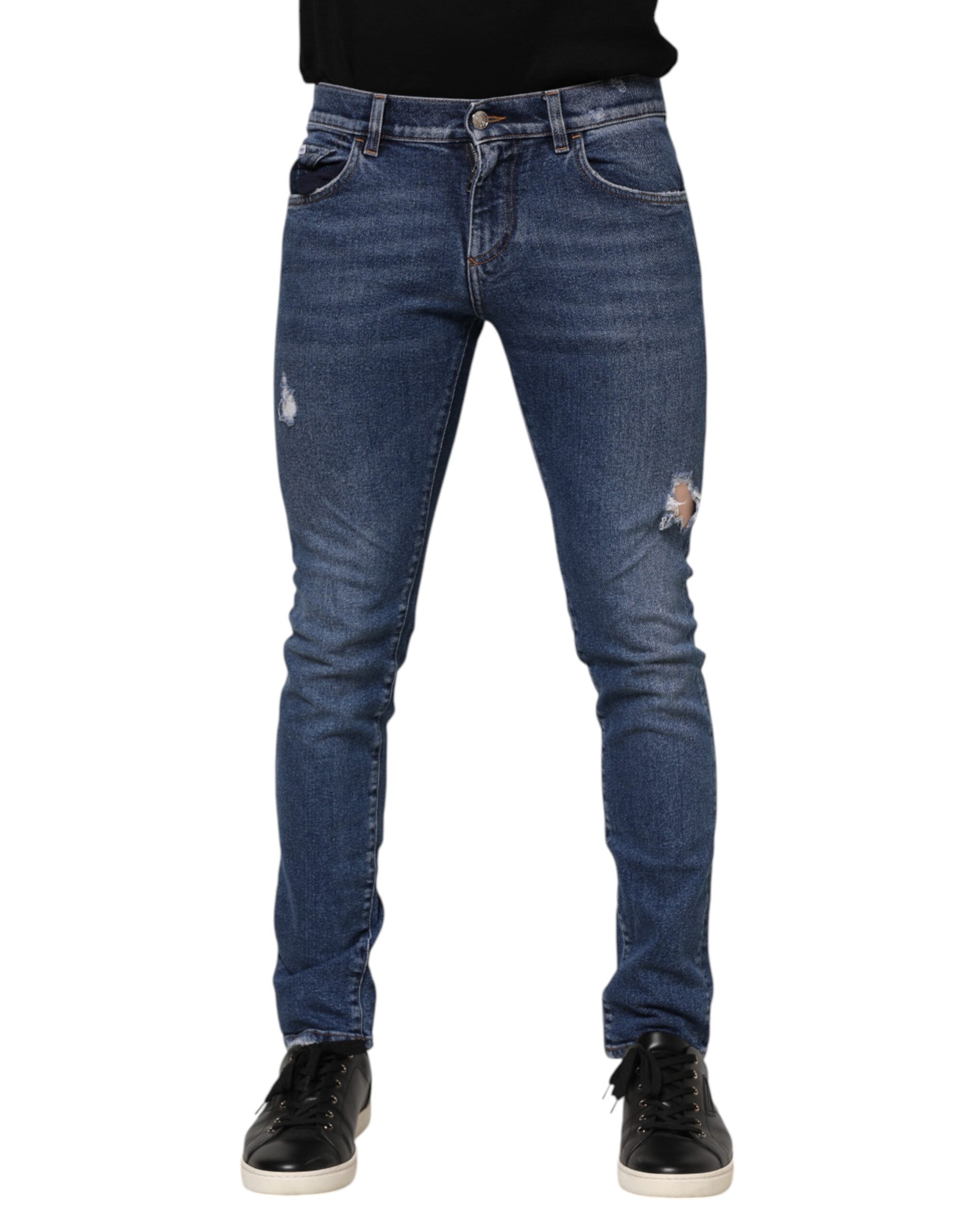 Jean skinny en coton bleu délavé Dolce &amp; Gabbana