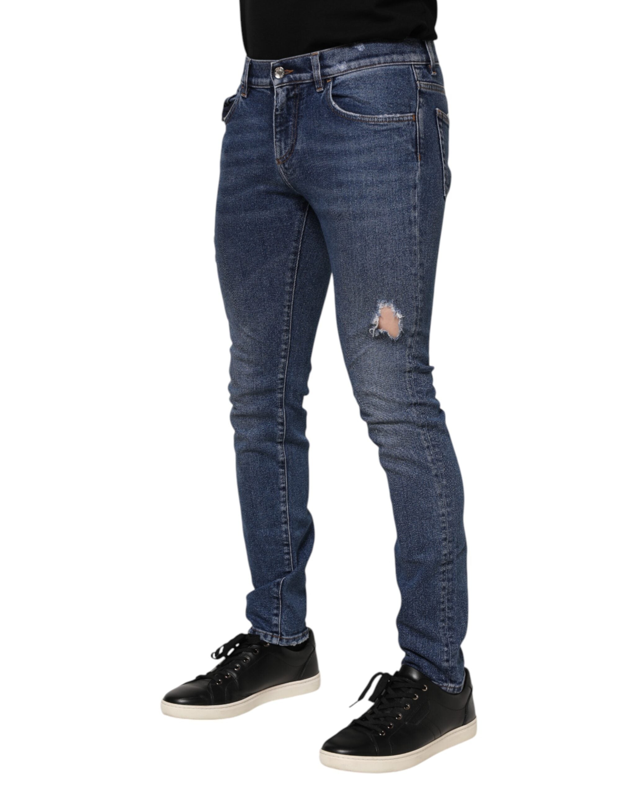 Jean skinny en coton bleu délavé Dolce &amp; Gabbana