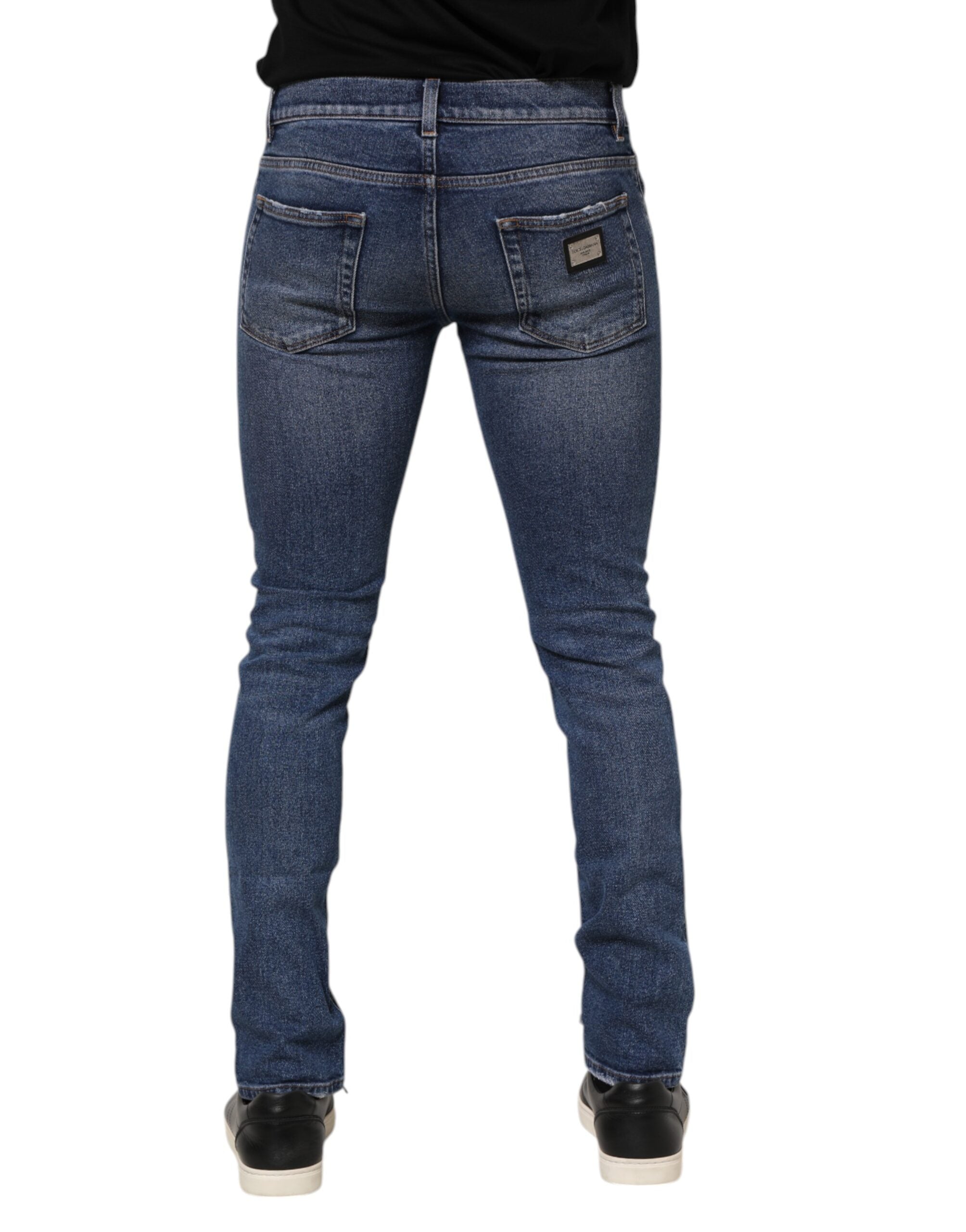 Jean skinny en coton bleu délavé Dolce &amp; Gabbana