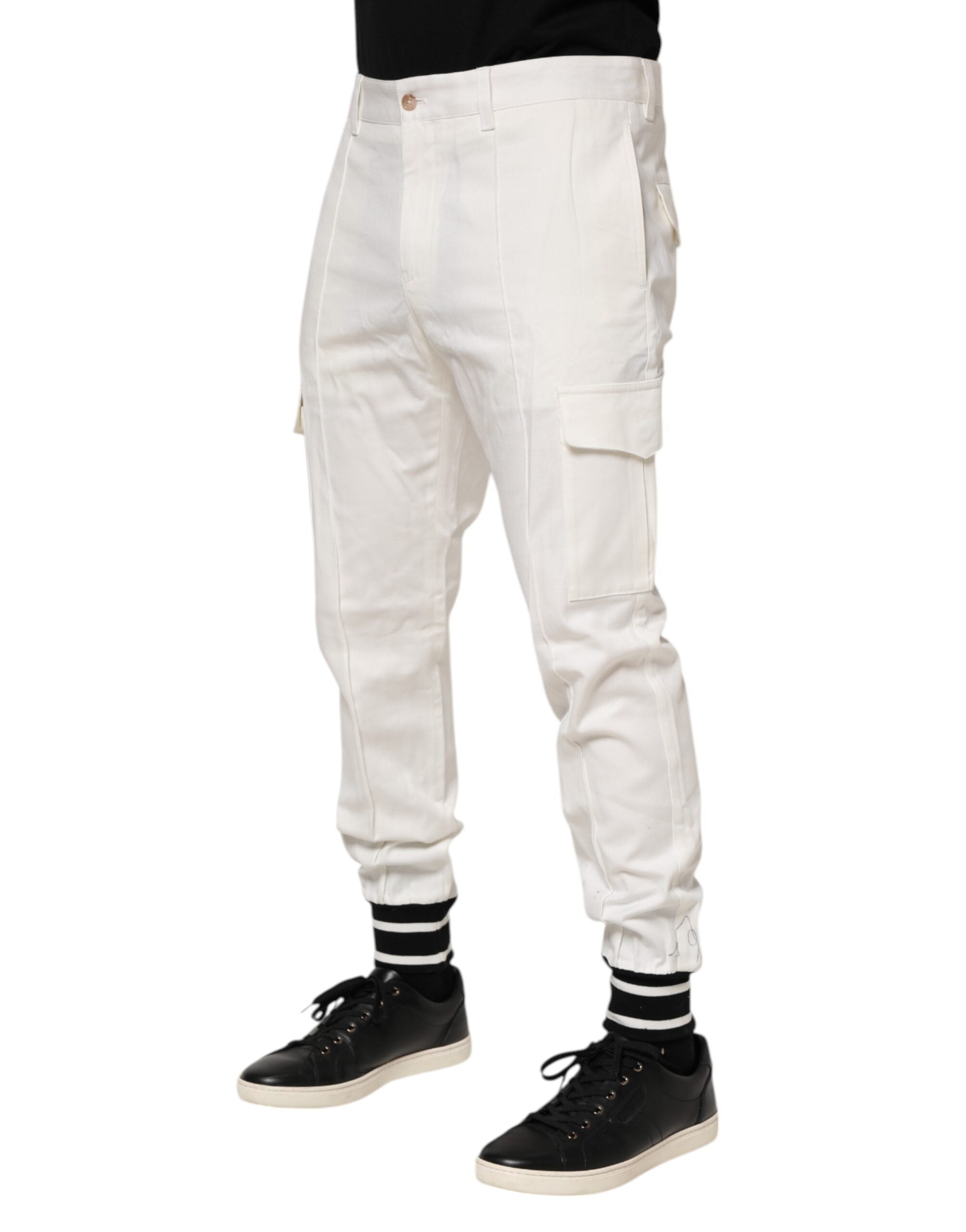 Pantalon cargo skinny en coton blanc Dolce &amp; Gabbana pour homme