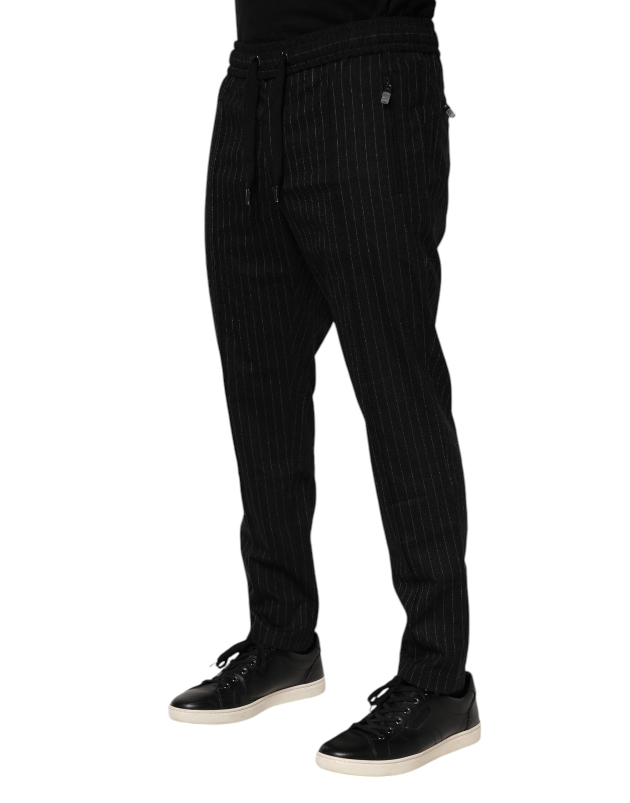 Pantalon de jogging en laine à rayures noires Dolce &amp; Gabbana pour homme