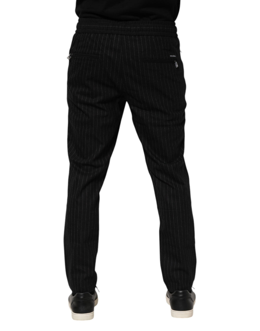 Pantalon de jogging en laine à rayures noires Dolce &amp; Gabbana pour homme