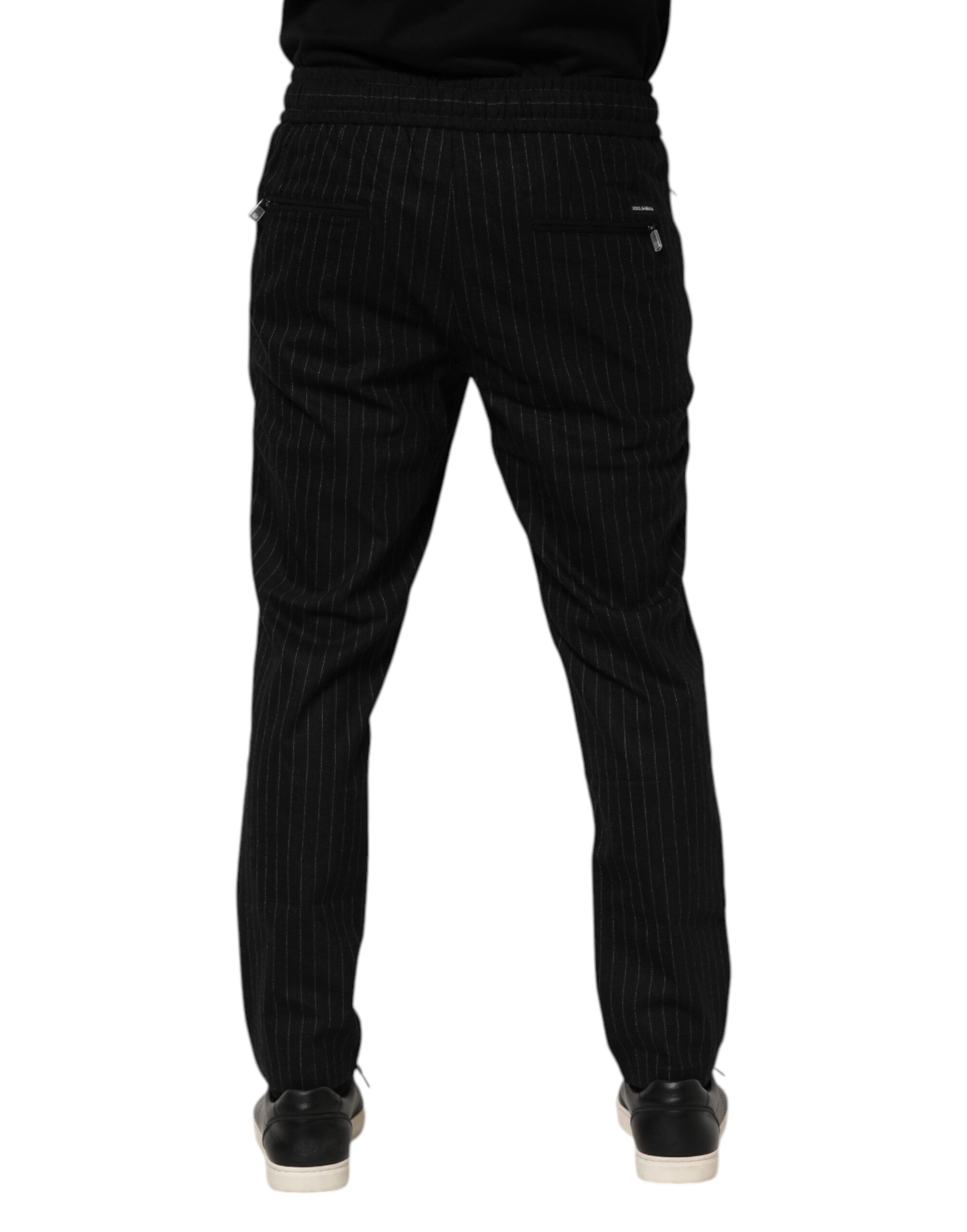 Pantalon de jogging en laine à rayures noires Dolce &amp; Gabbana pour homme