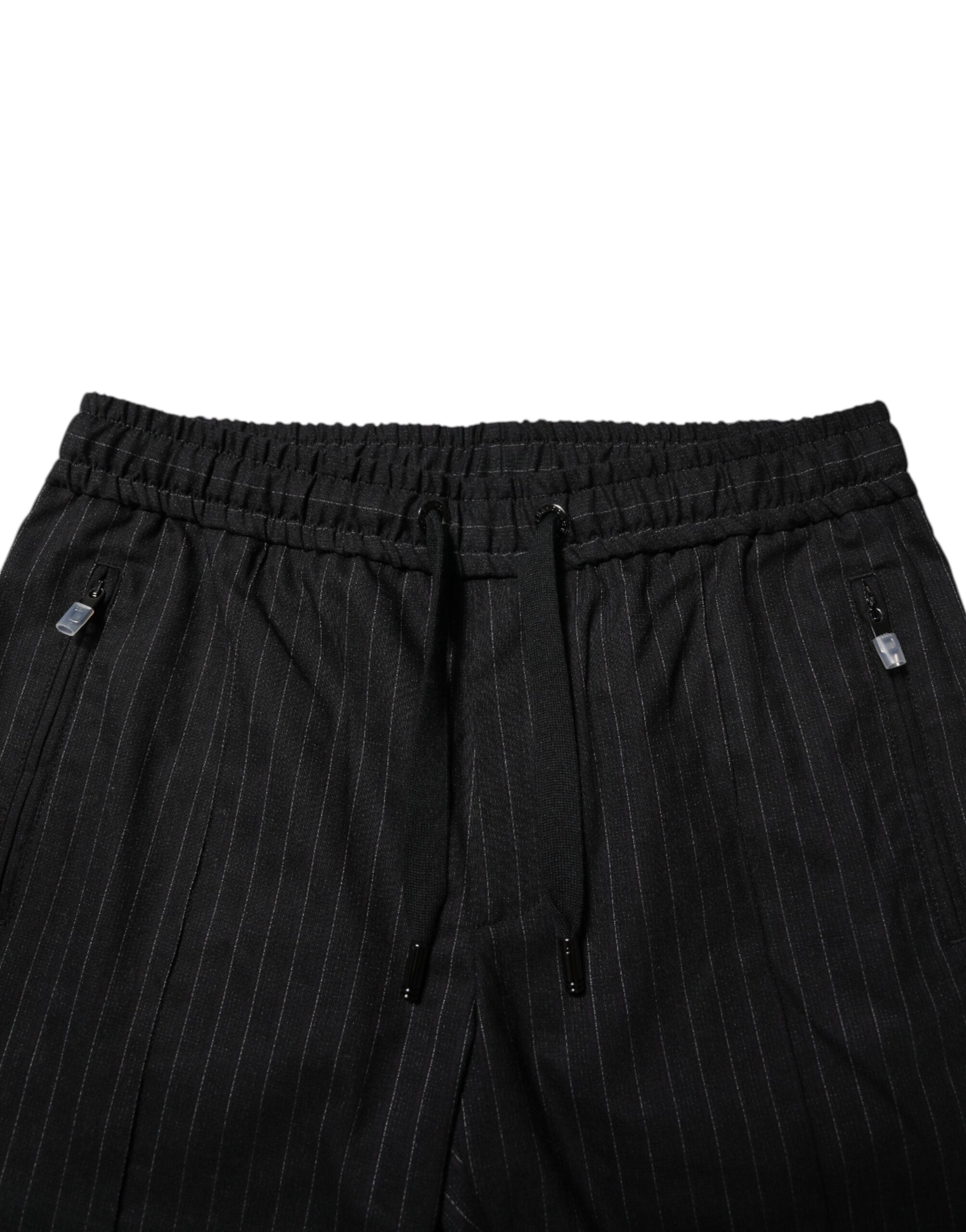 Pantalon de jogging en laine à rayures noires Dolce &amp; Gabbana pour homme