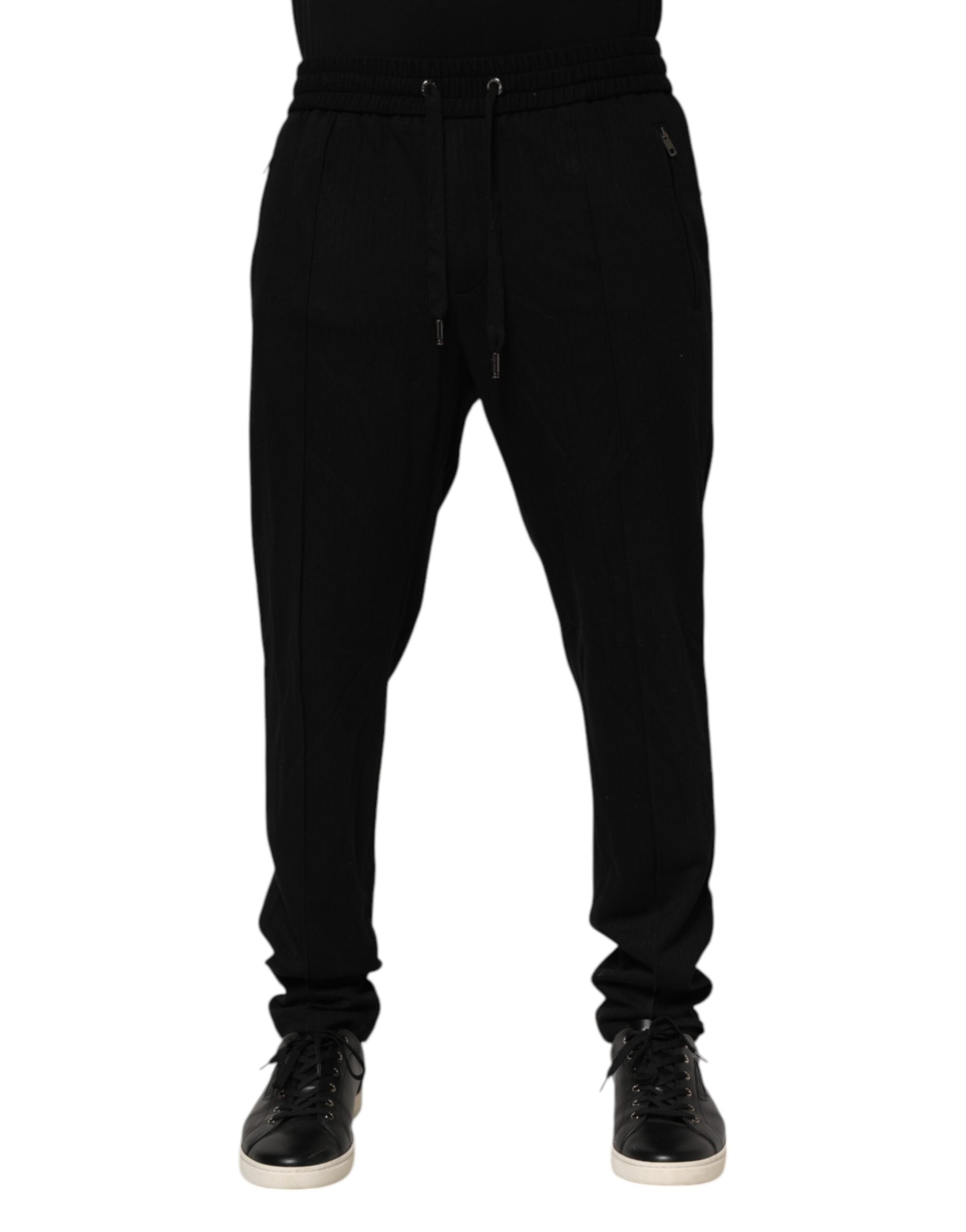 Pantalon de jogging skinny en viscose noire avec logo Dolce &amp; Gabbana pour homme