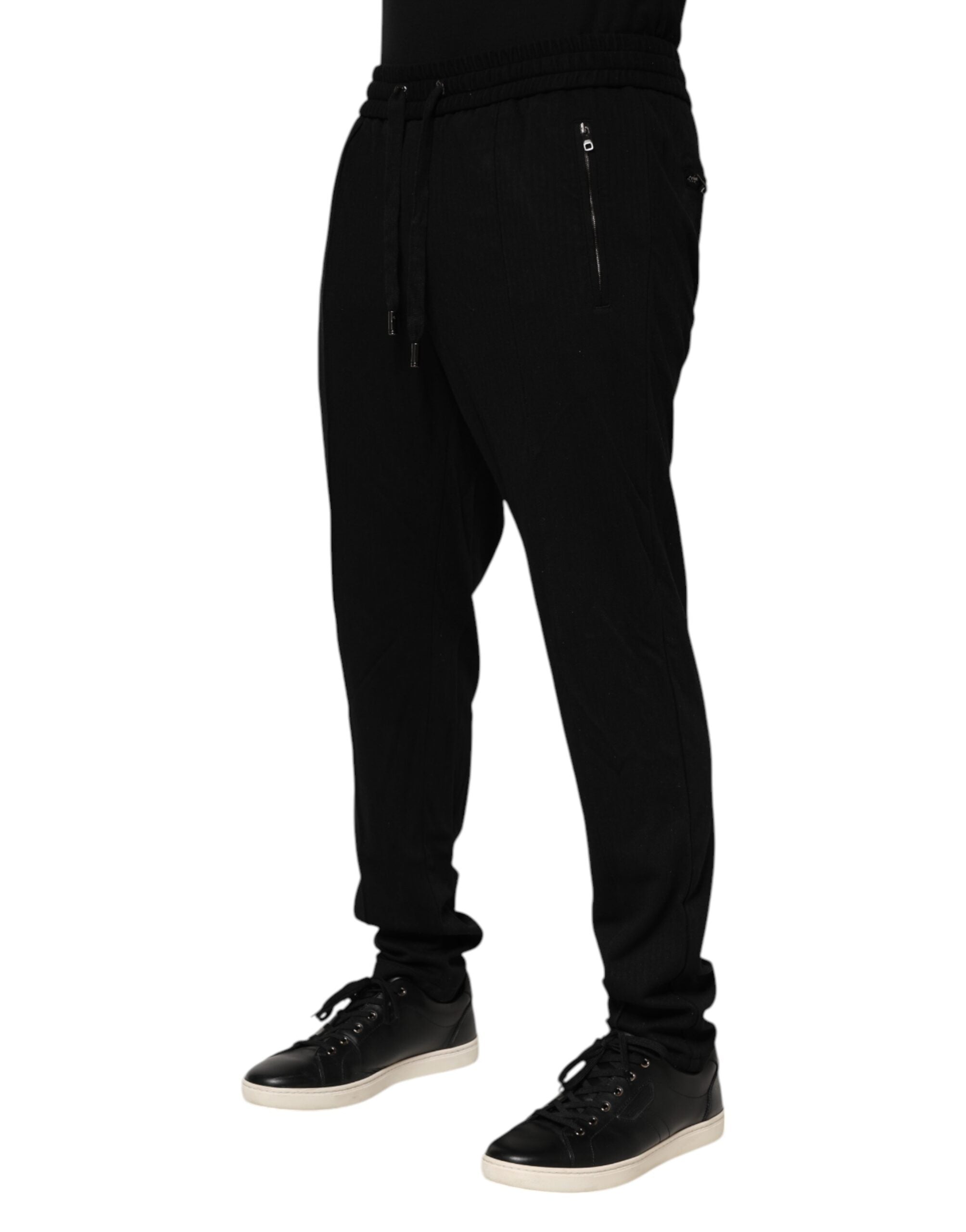 Pantalon de jogging skinny en viscose noire avec logo Dolce &amp; Gabbana pour homme
