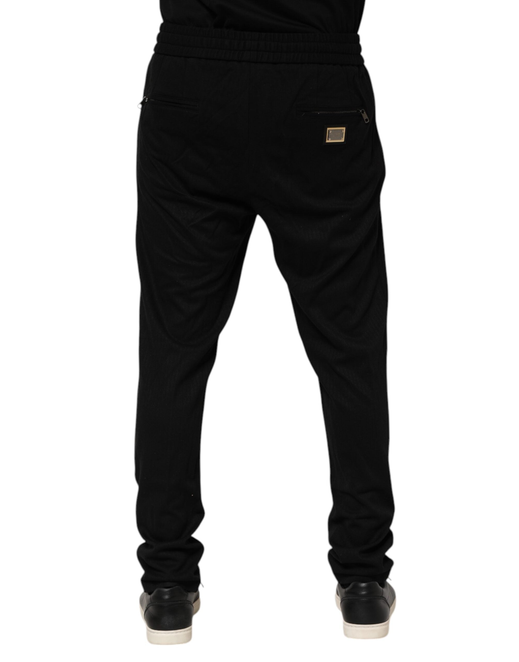 Pantalon de jogging skinny en viscose noire avec logo Dolce &amp; Gabbana pour homme