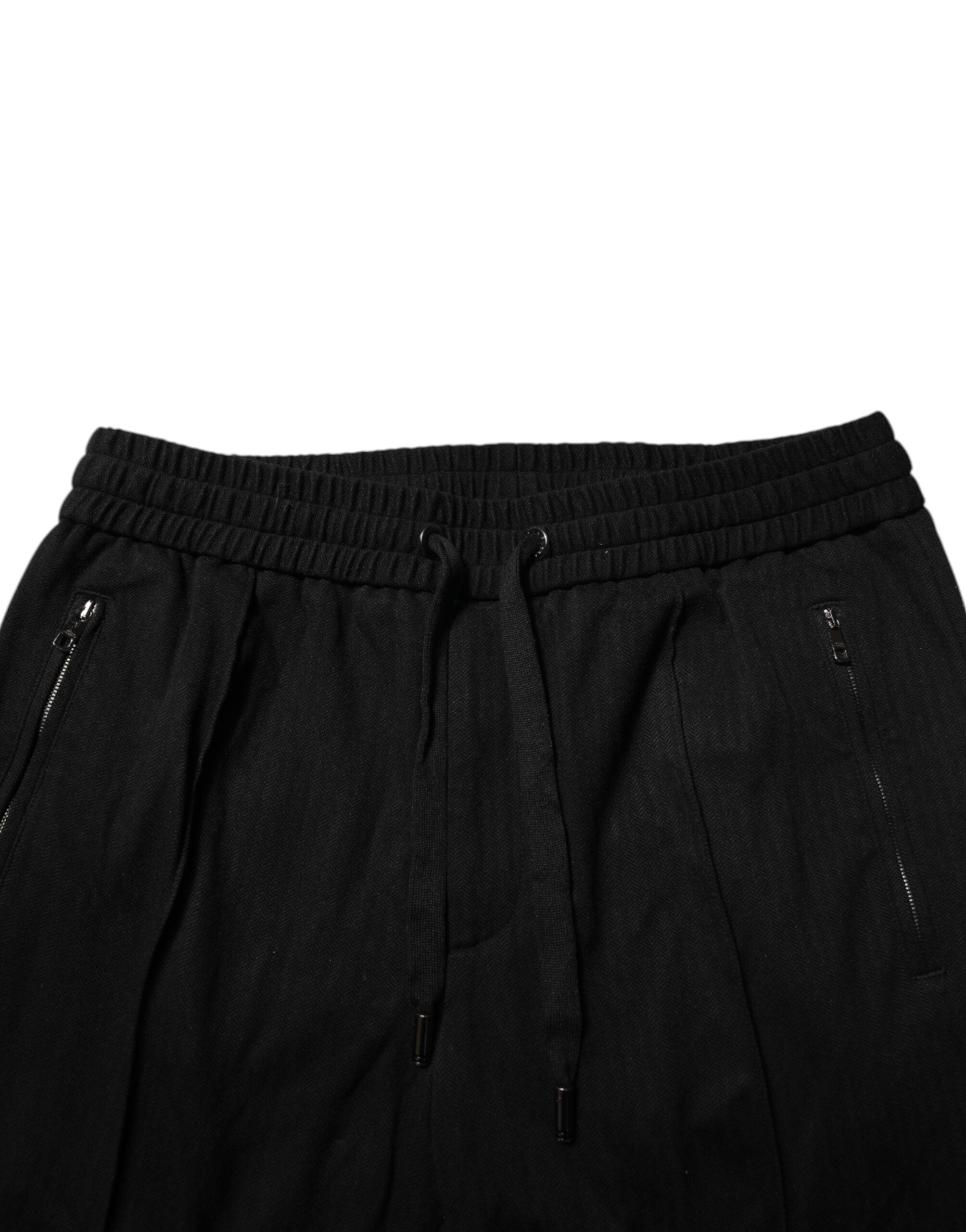 Pantalon de jogging skinny en viscose noire avec logo Dolce &amp; Gabbana pour homme
