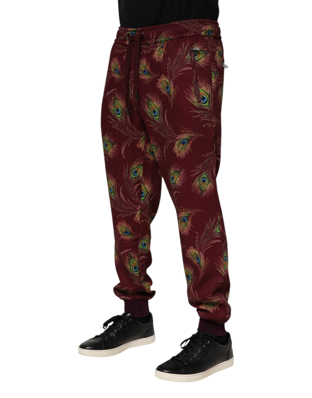 Pantalon de jogging Dolce &amp; Gabbana bordeaux à imprimé plumes de paon