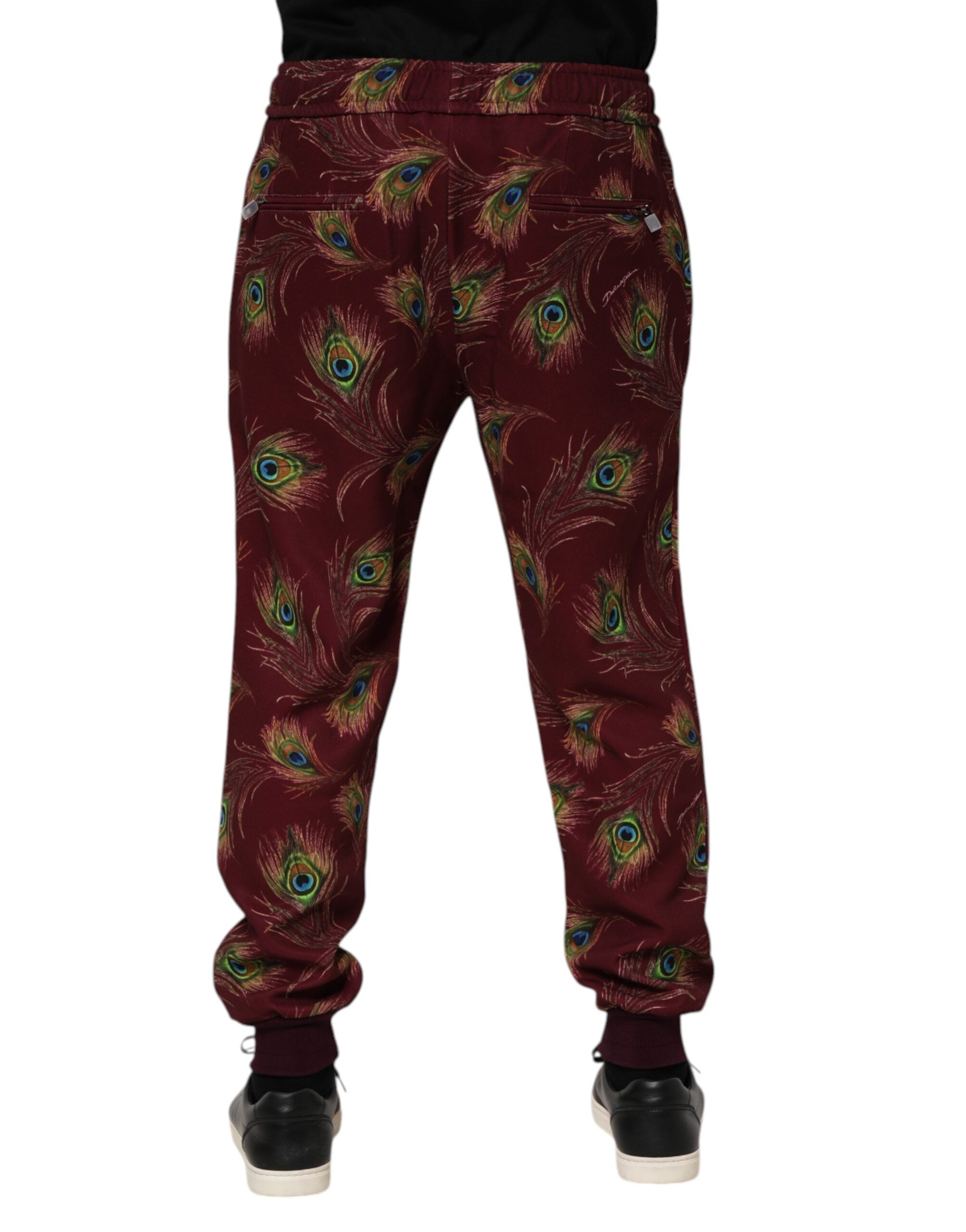 Pantalon de jogging Dolce &amp; Gabbana bordeaux à imprimé plumes de paon