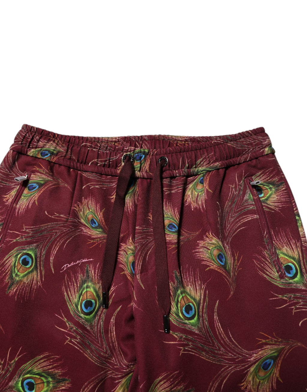 Pantalon de jogging Dolce &amp; Gabbana bordeaux à imprimé plumes de paon