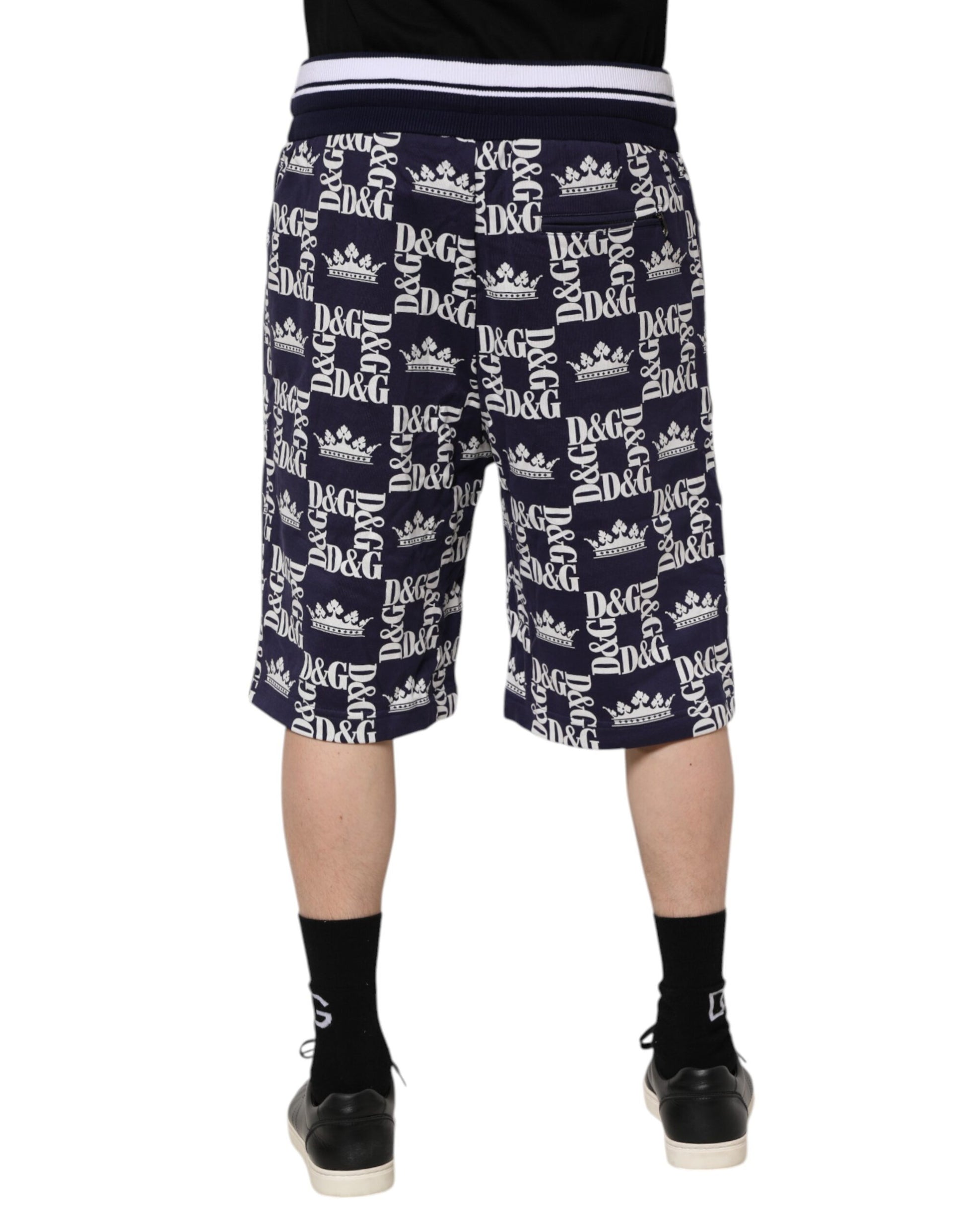 Dolce &amp; Gabbana – Bermudashorts aus Baumwolle mit blauem Kronen-Logo-Print
