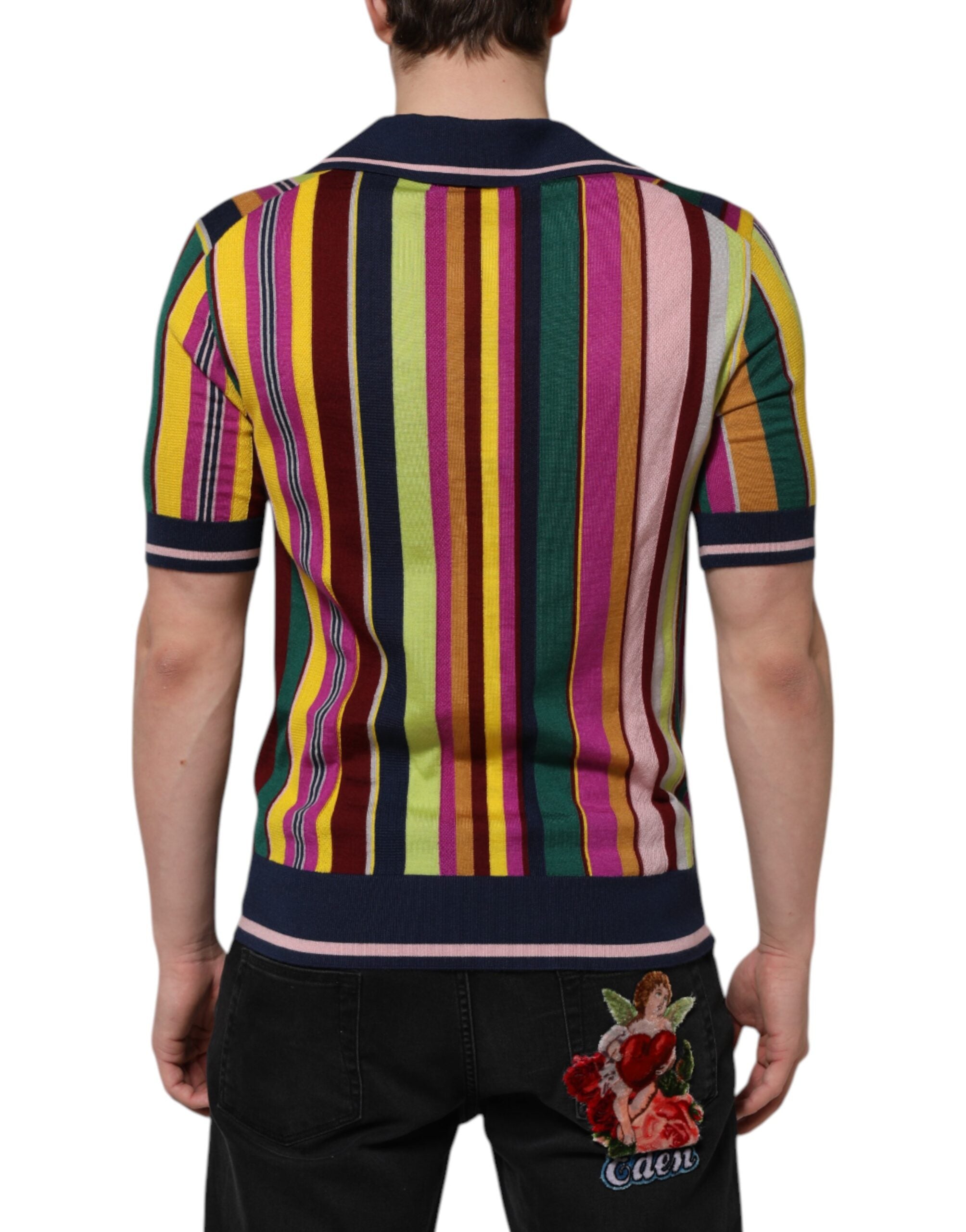 Dolce &amp; Gabbana Herren Poloshirt mit mehrfarbigen Streifen und Kragen