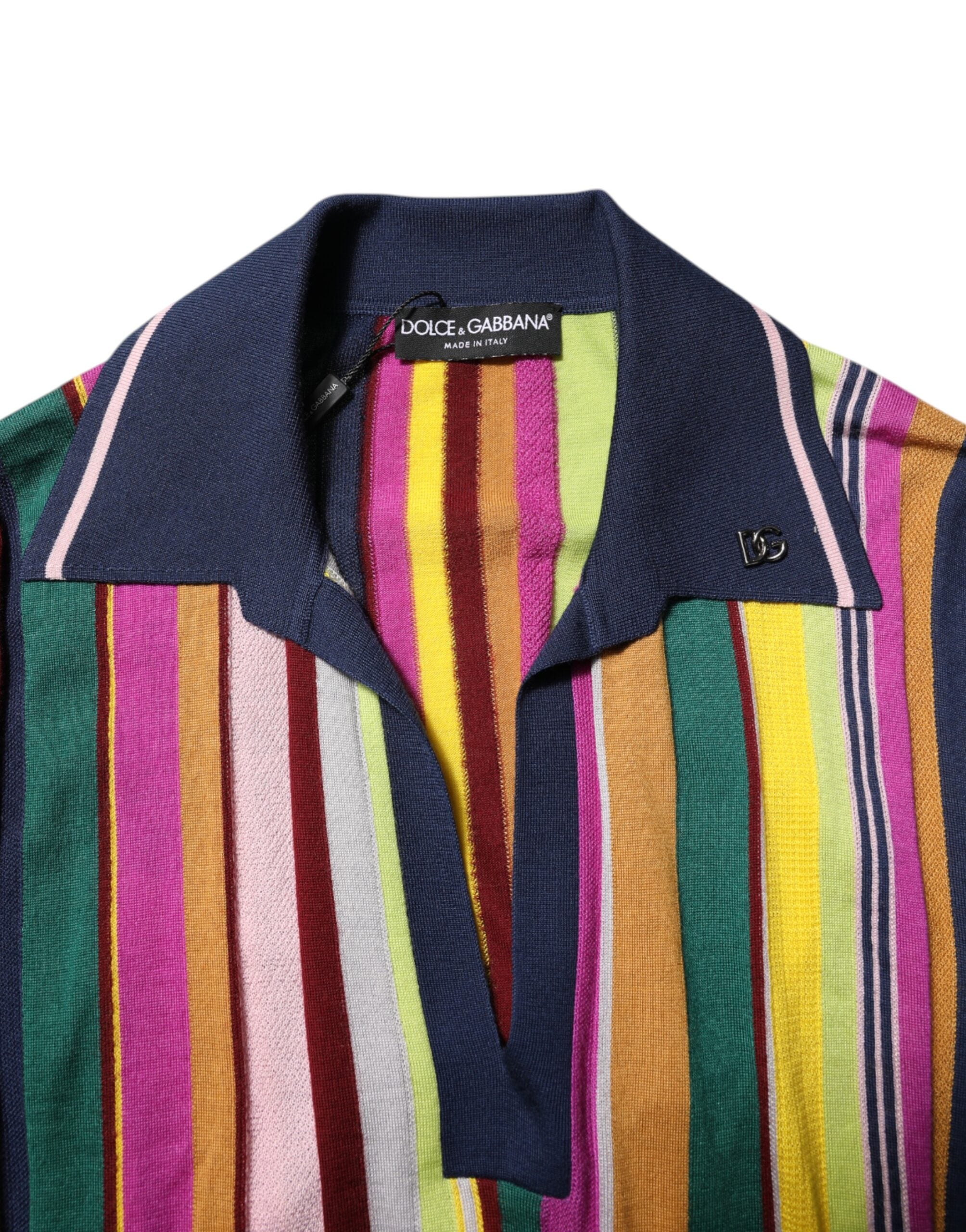 Dolce &amp; Gabbana Herren Poloshirt mit mehrfarbigen Streifen und Kragen