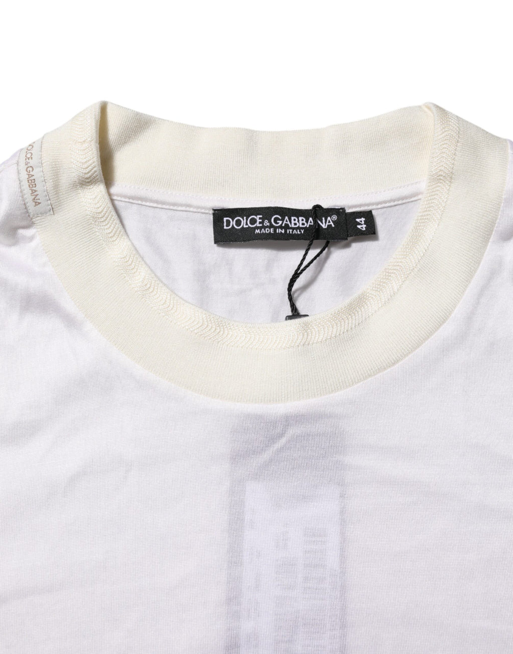 T-shirt ras du cou en soie blanche à manches longues Dolce &amp; Gabbana