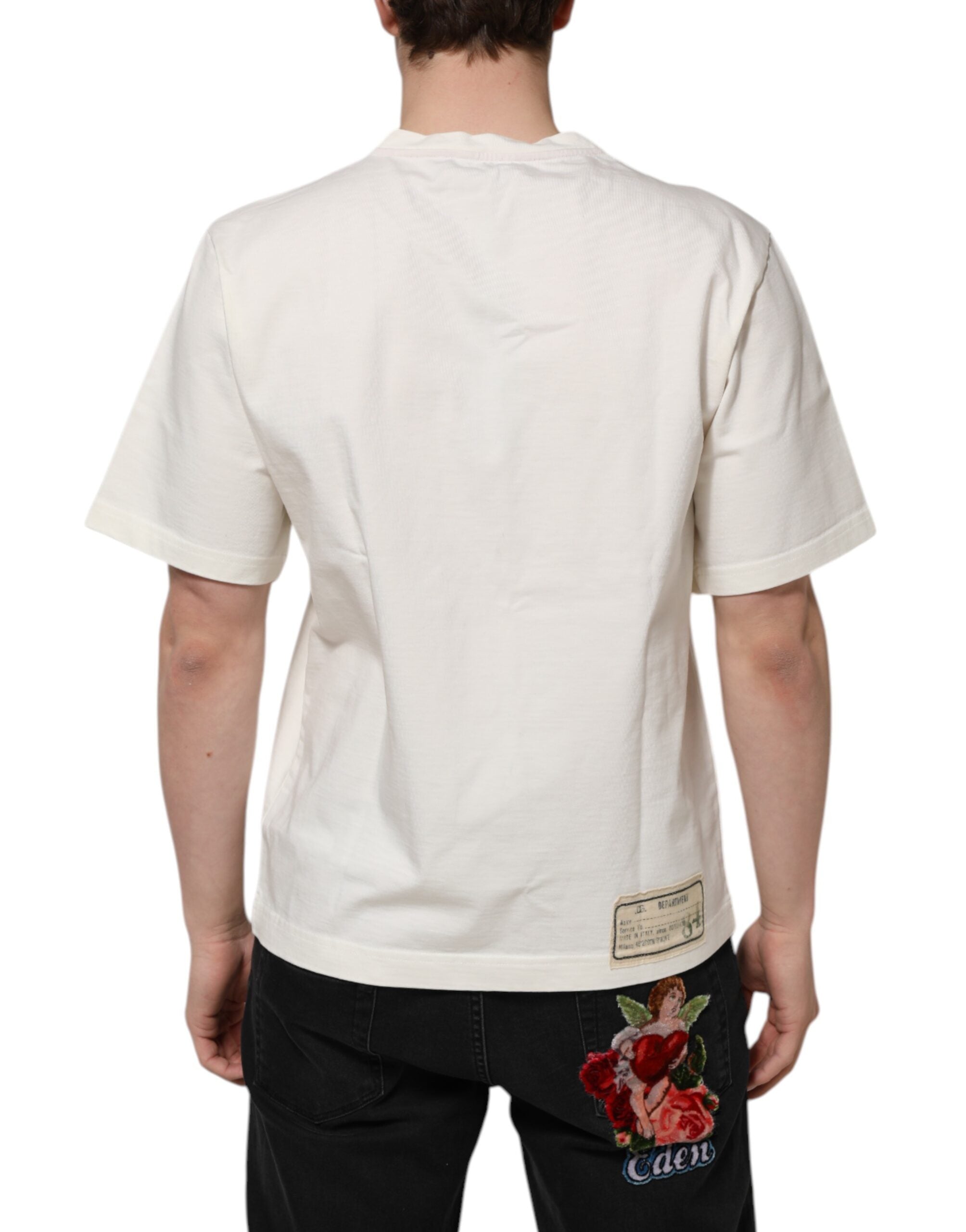 T-shirt ras du cou en coton blanc Dolce &amp; Gabbana Love Peace pour homme