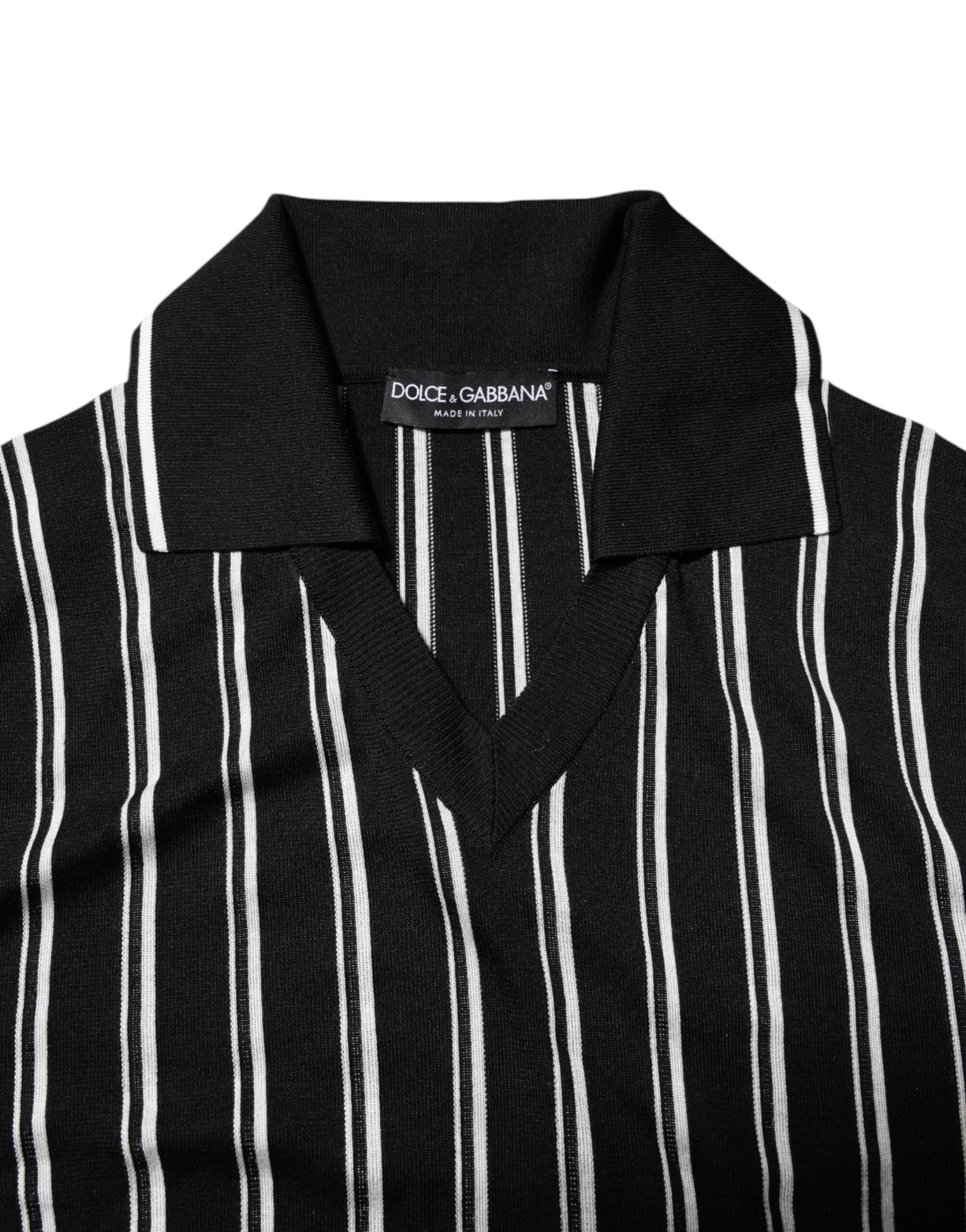 Dolce &amp; Gabbana – Poloshirt mit Kragen und schwarzen und weißen Streifen