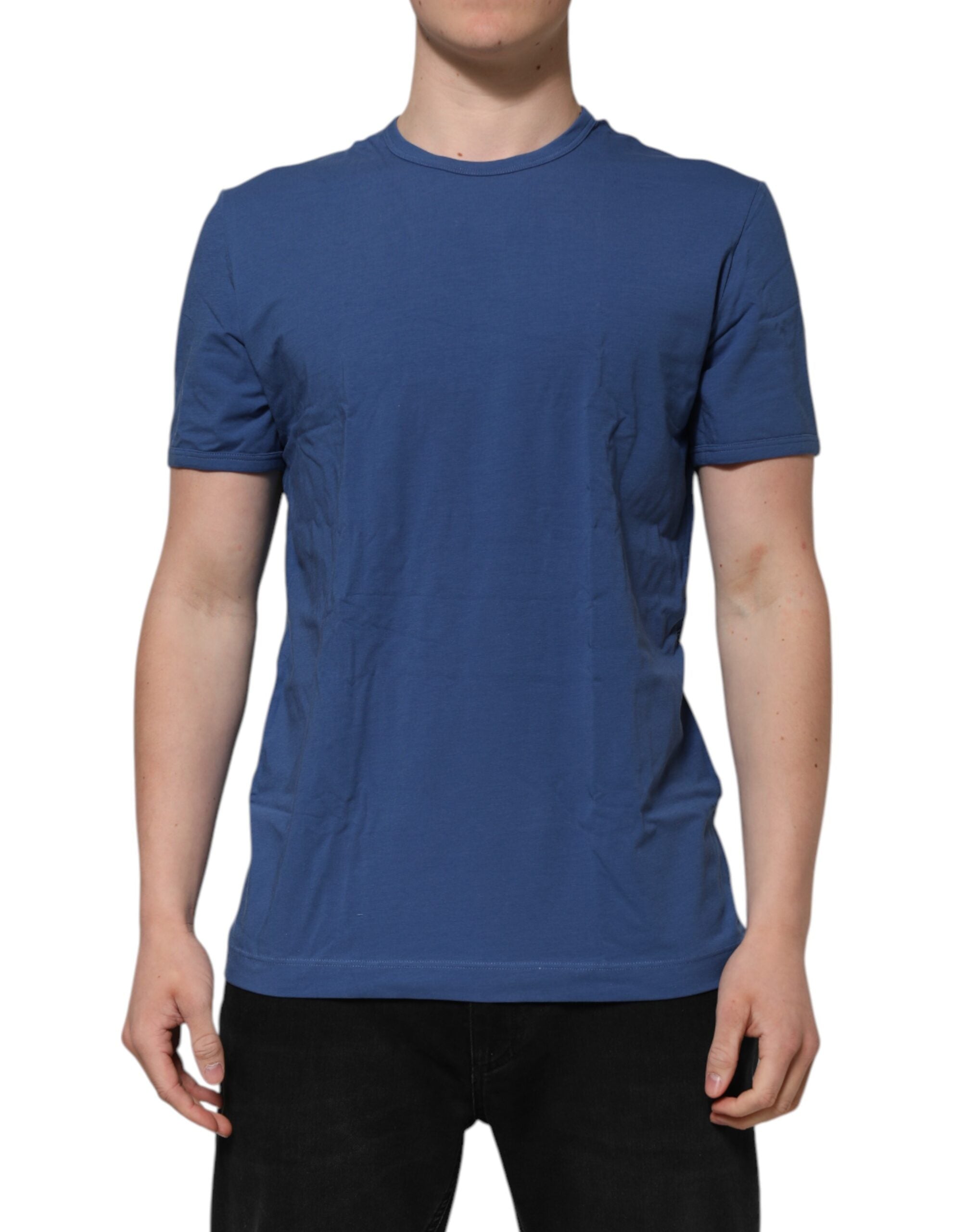 T-shirt col rond en coton bleu Dolce &amp; Gabbana pour homme