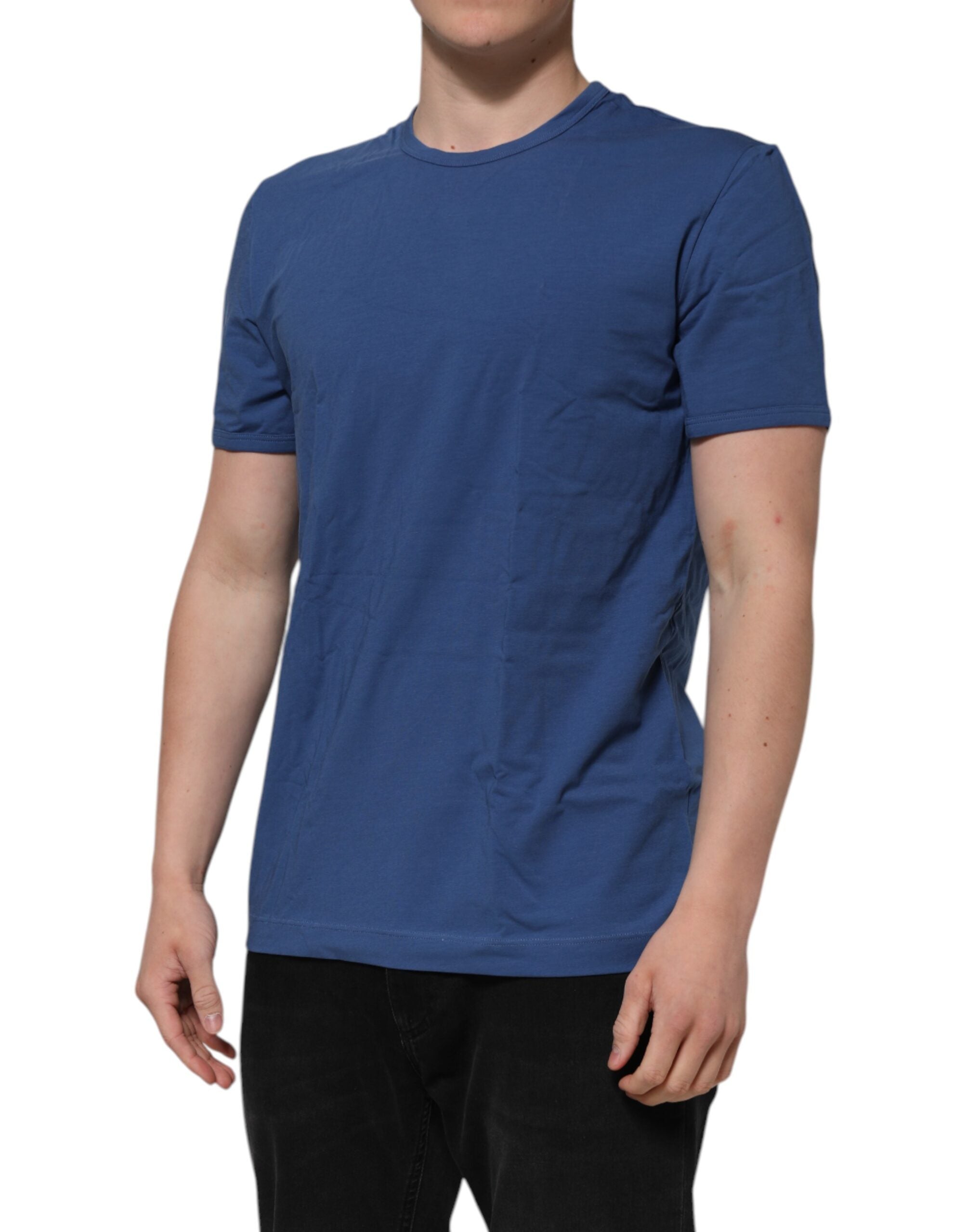 T-shirt col rond en coton bleu Dolce &amp; Gabbana pour homme